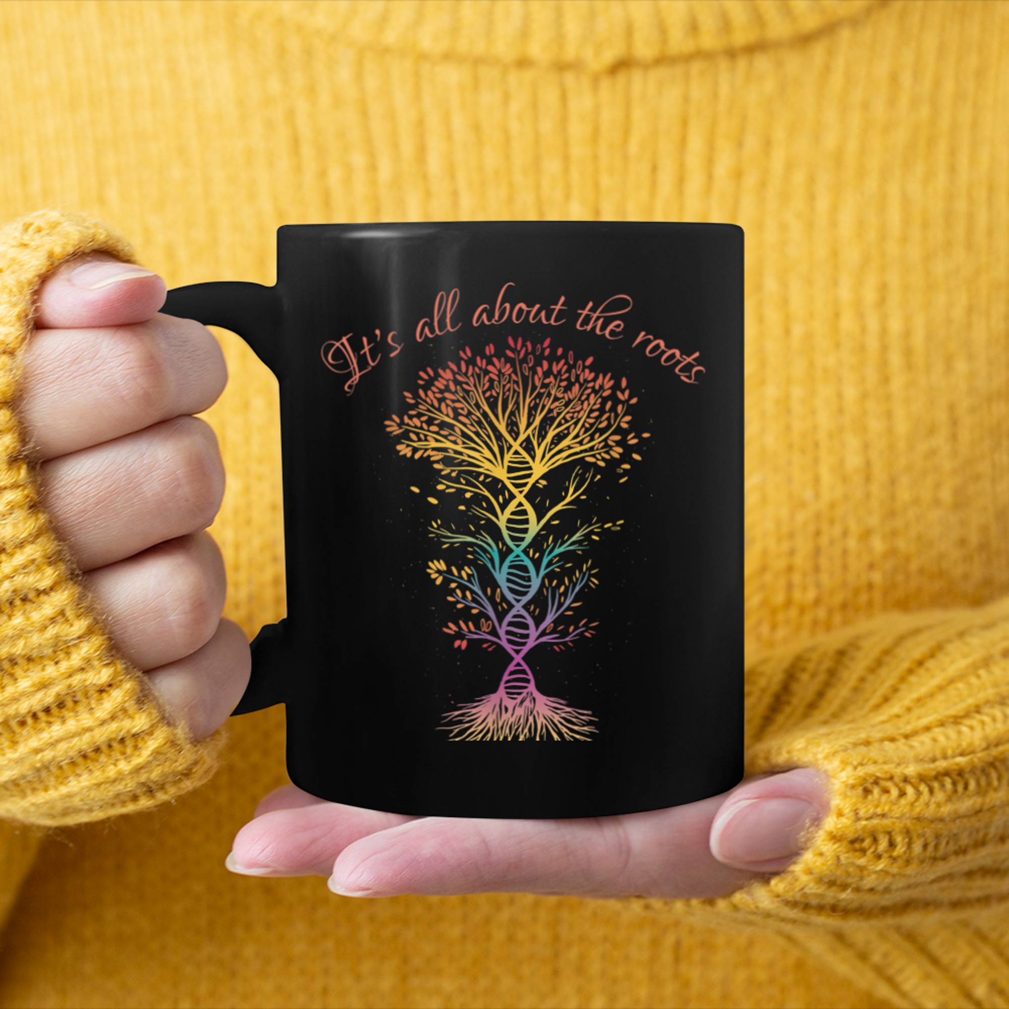 DNA Tree Of Life It's All About Roots Genetics Spiritual mug black