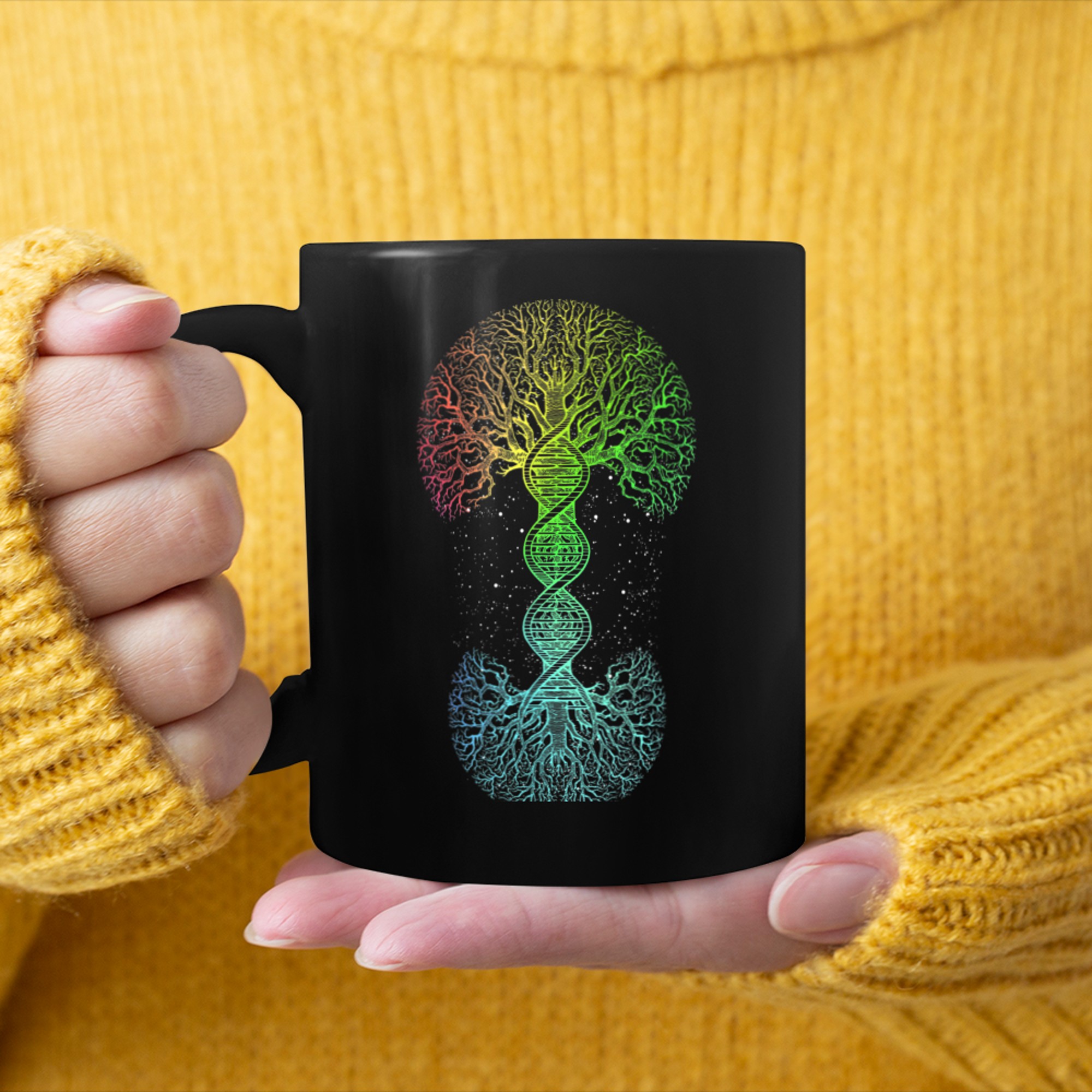 DNA Tree Of Life Science of Genetics Earth Day Genealogy (7) mug black