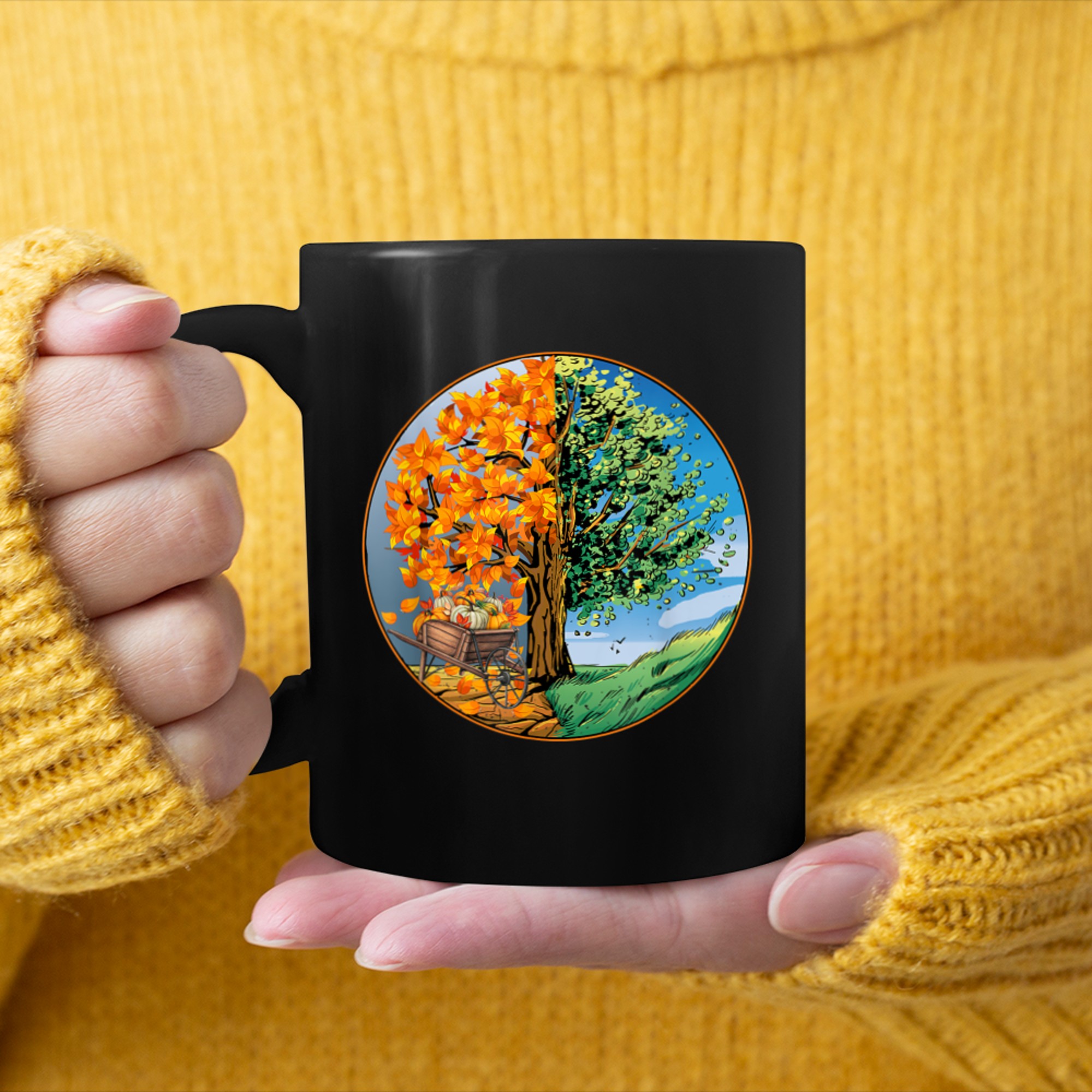 Fall Tree Of Life Pumpkins (1) mug black