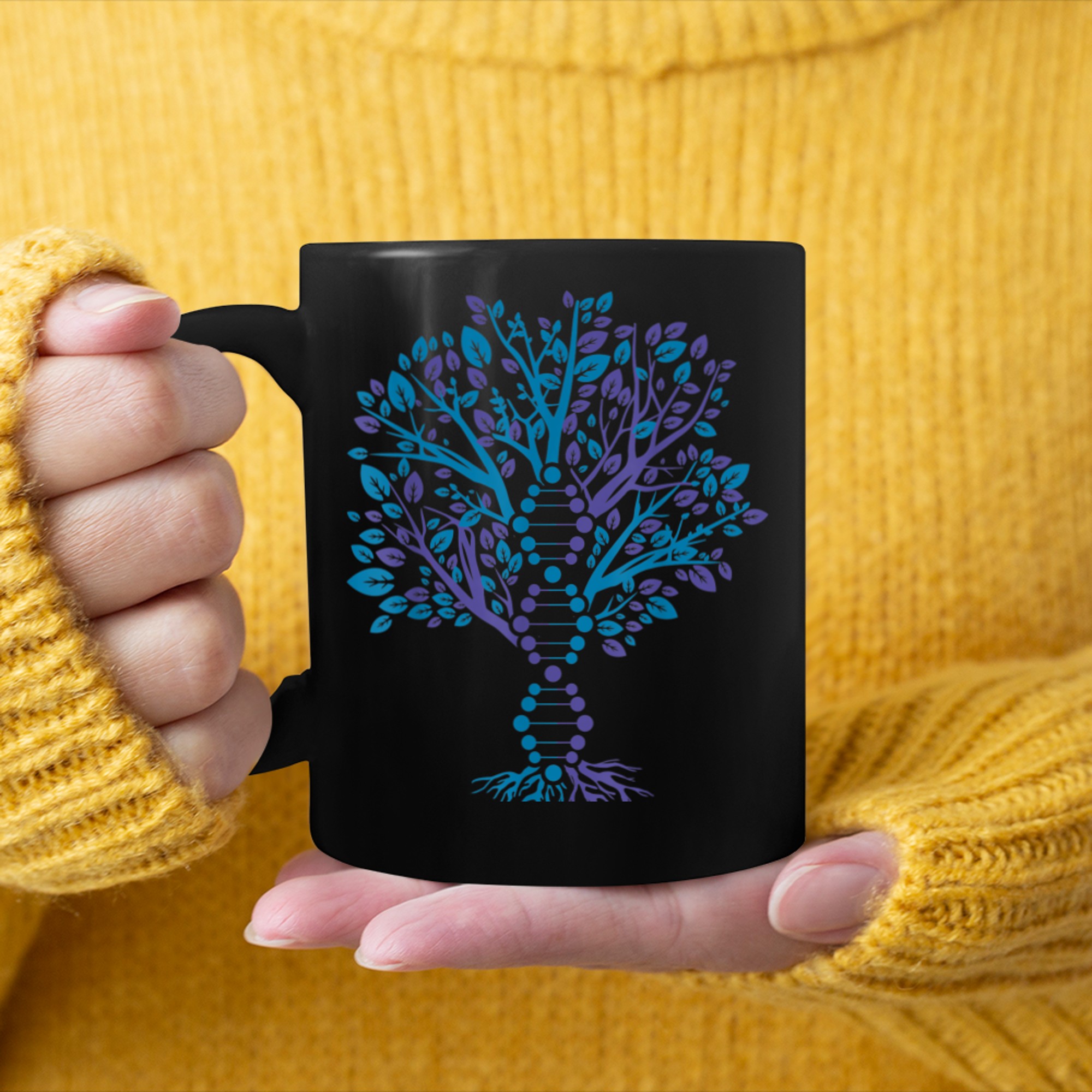 Genealogy DNA Tree Of Life Science Genetic for Genealogist (1) mug black