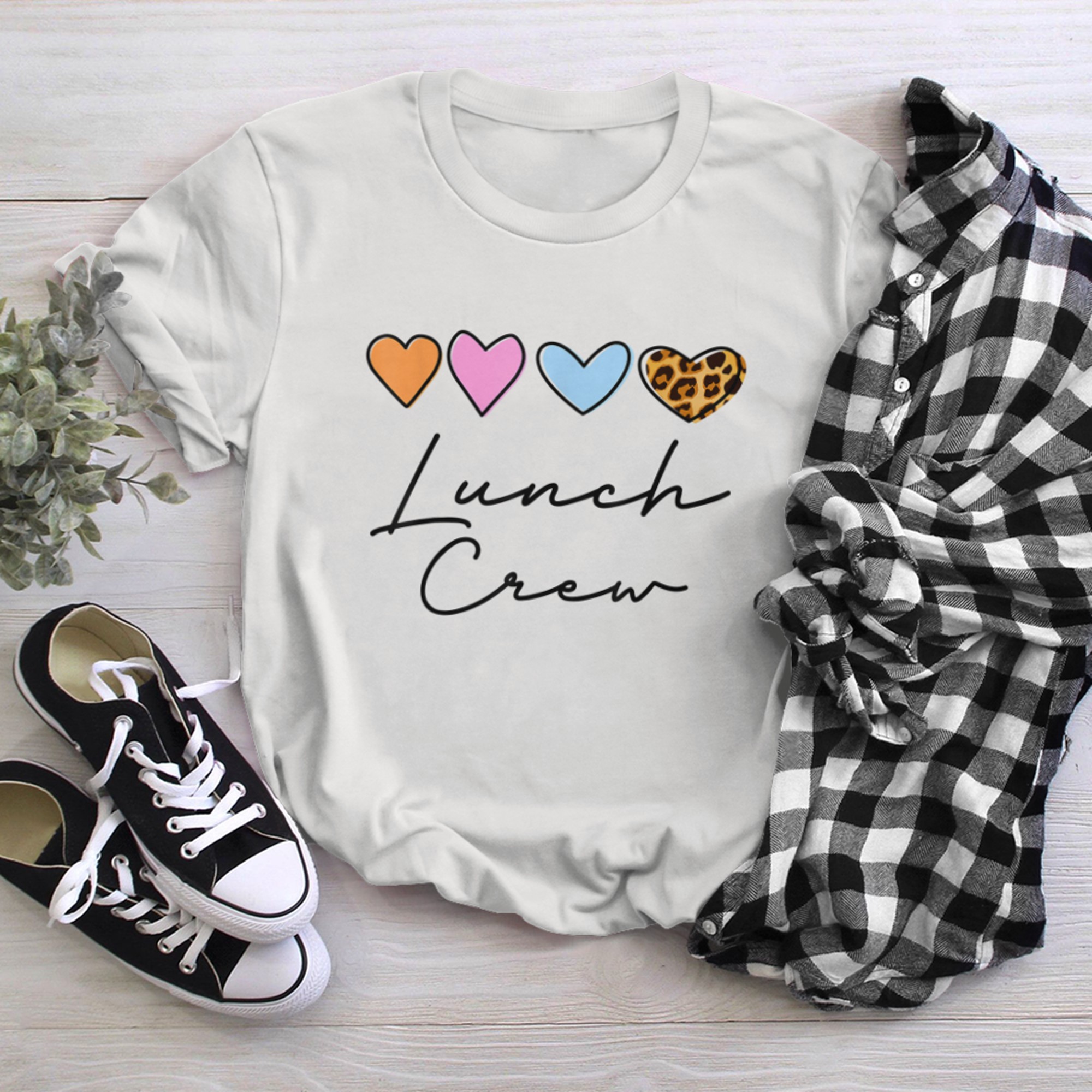 Leopard Lunch Crew Group Matching School Cafeteria Squad (6) t-shirt White