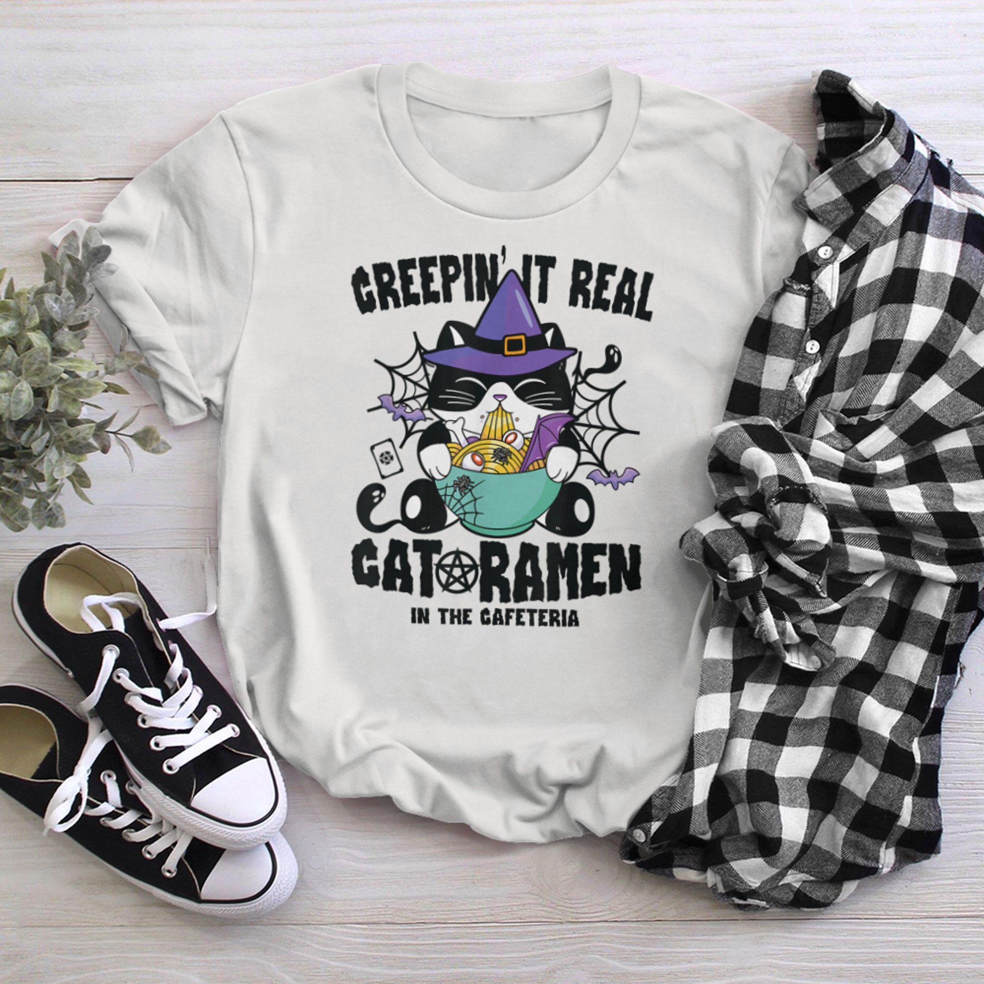 Lunch Lady Cafeteria Crew Creepin' it Real for Ramen Canteen t-shirt White