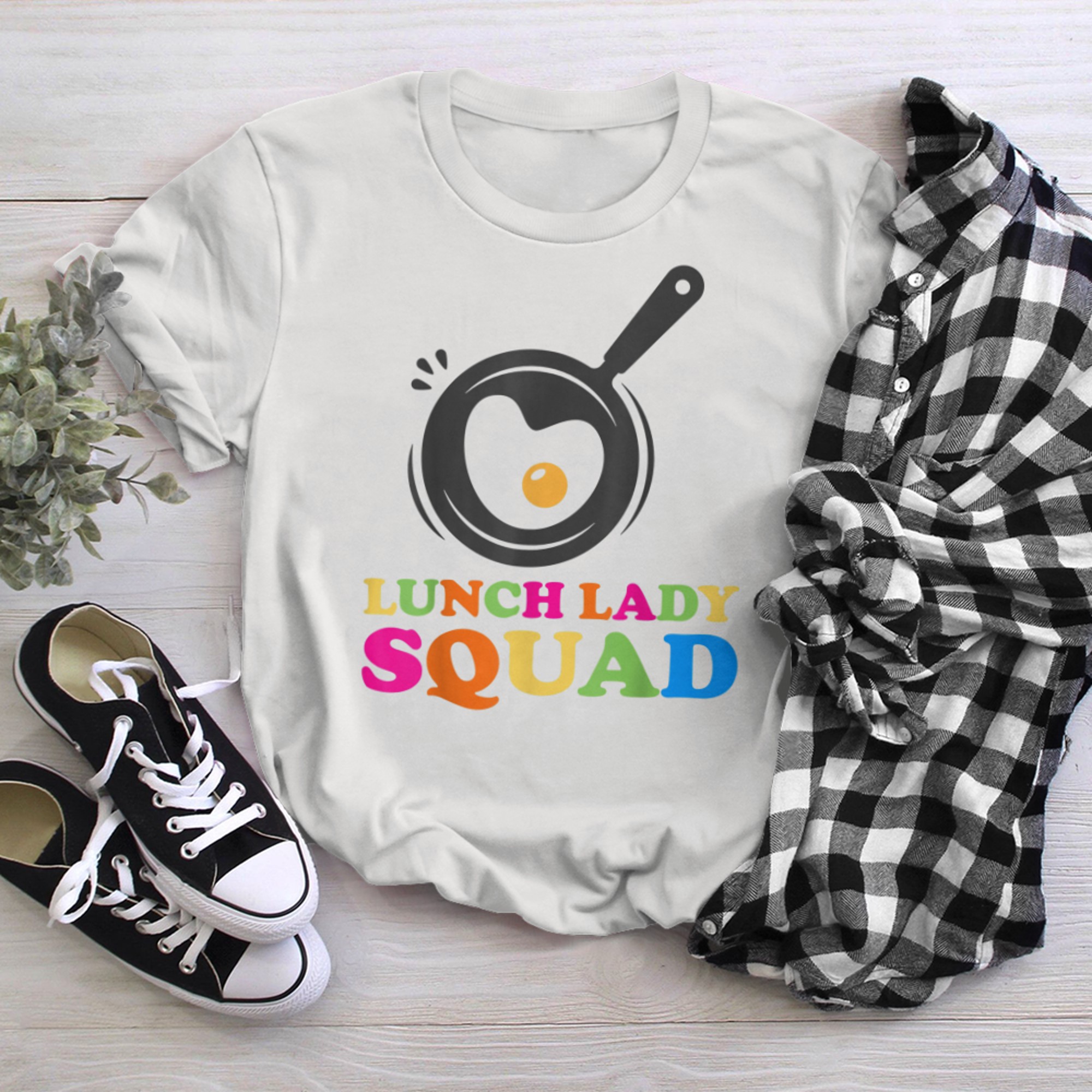 Lunch Lady Cafeteria Crew Squad School Ladies Fried Egg t-shirt White