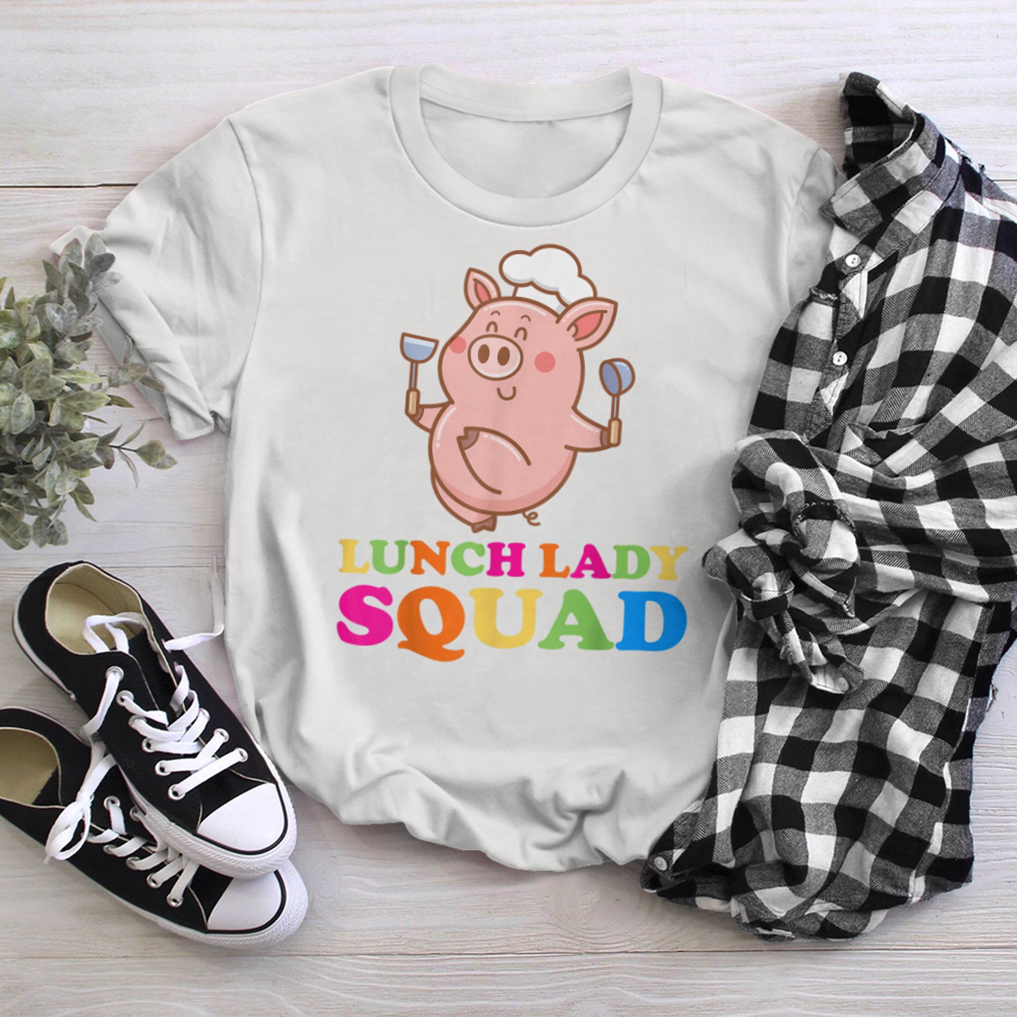 Lunch Lady Cafeteria Crew Squad School Lunch Ladies Pig t-shirt White