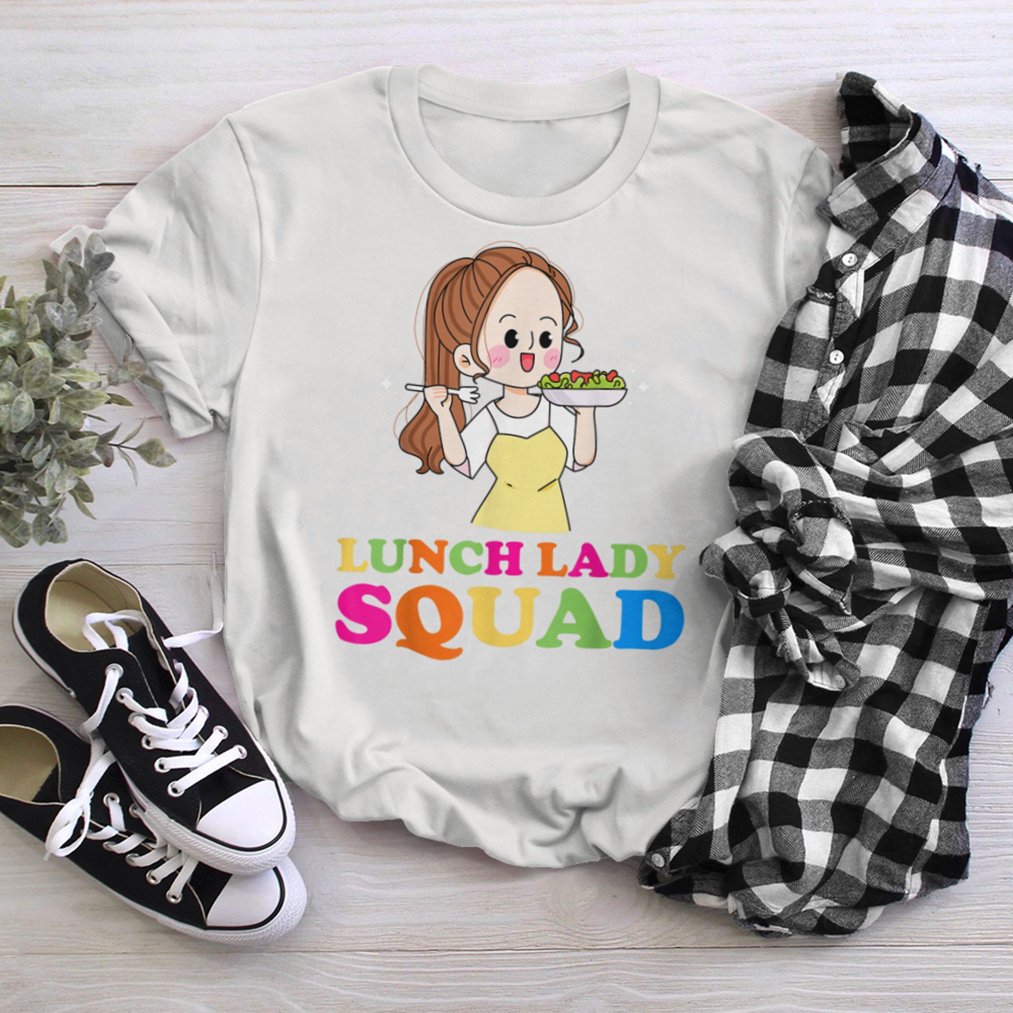 Lunch Lady Cafeteria Crew Squad School Lunch Ladies Squad (3) t-shirt White