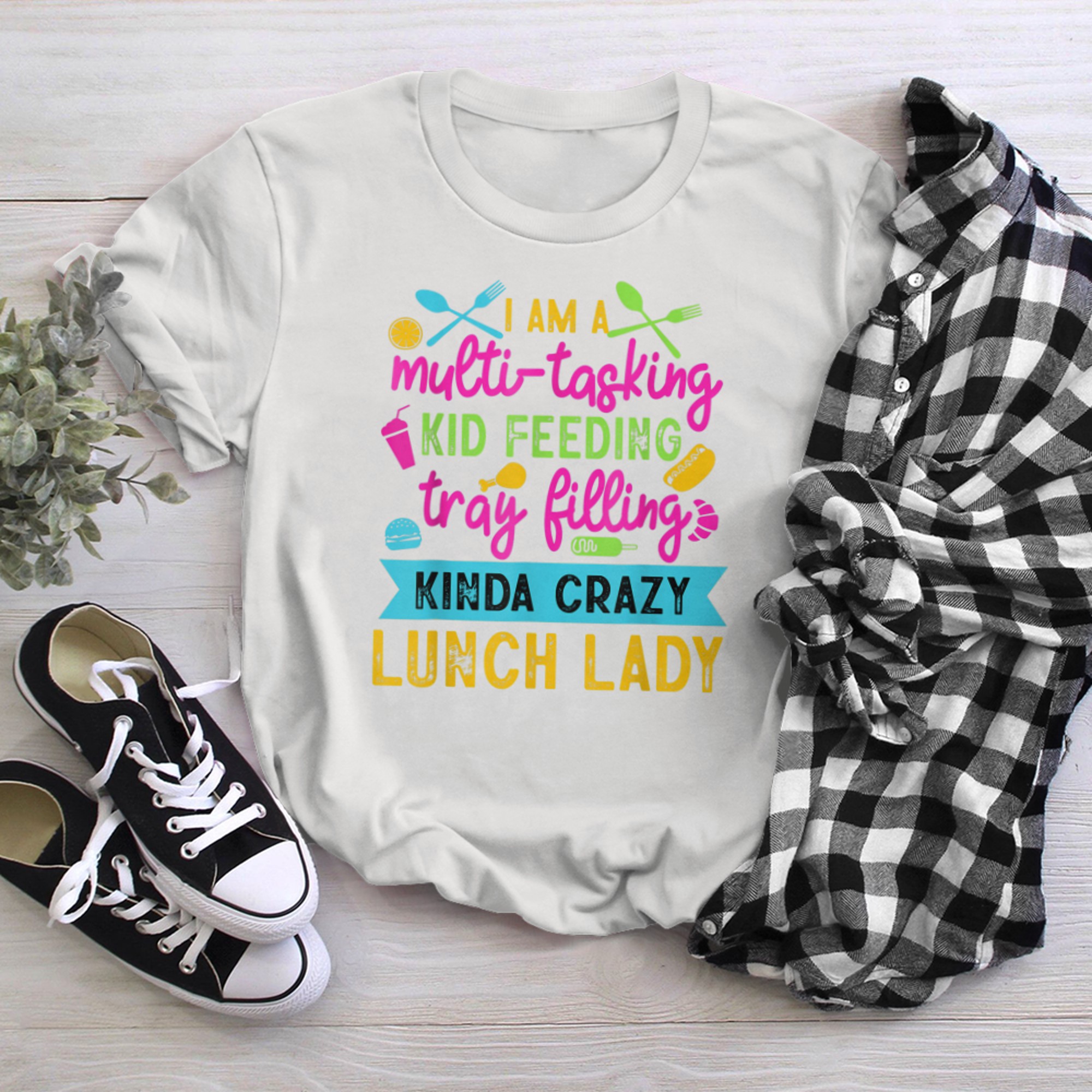 Lunch Lady Cafeteria School Food Service Crew Kitchen Staff t-shirt White