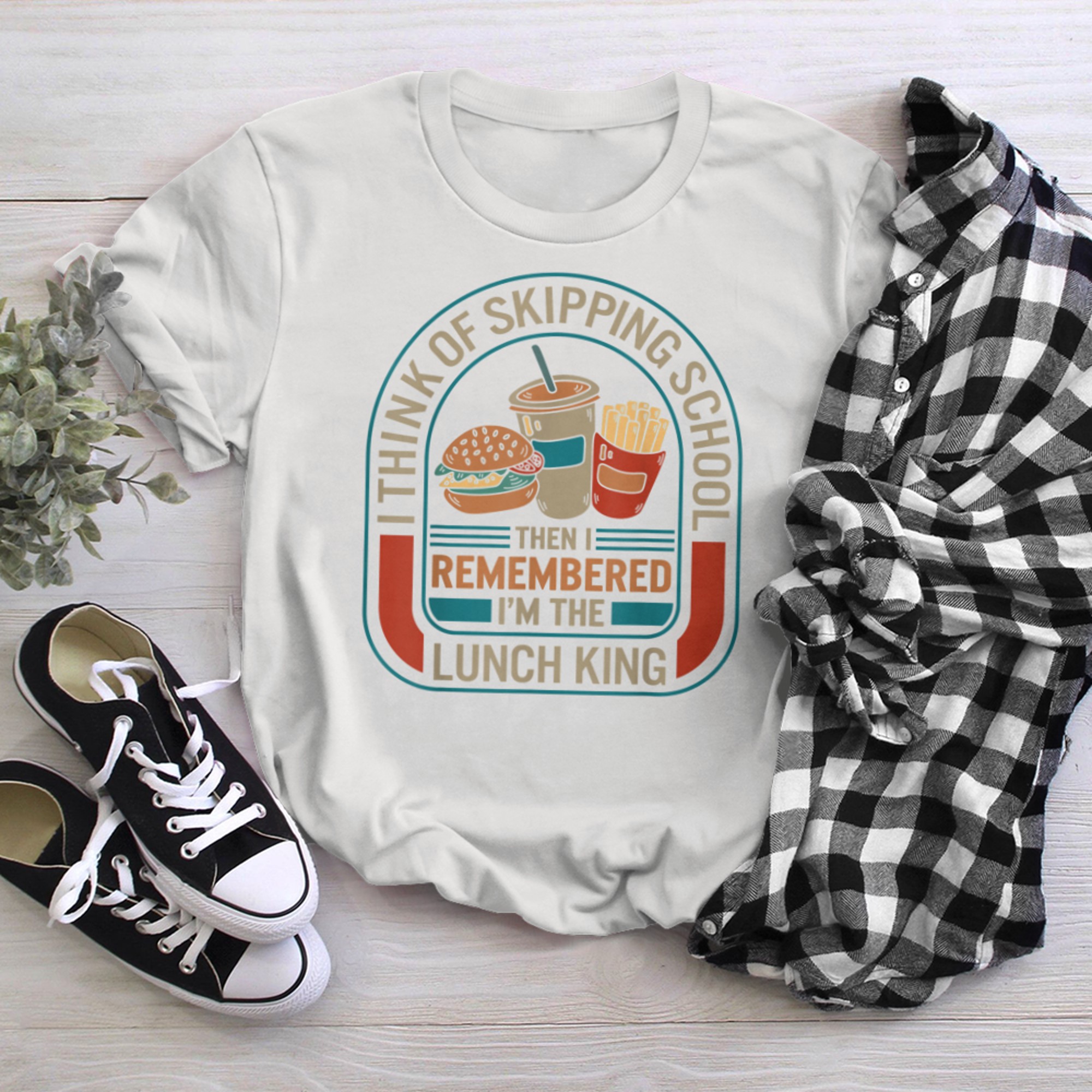 Lunch Lady Lunch King Funny School Nutrition Cafeteria Crew t-shirt White