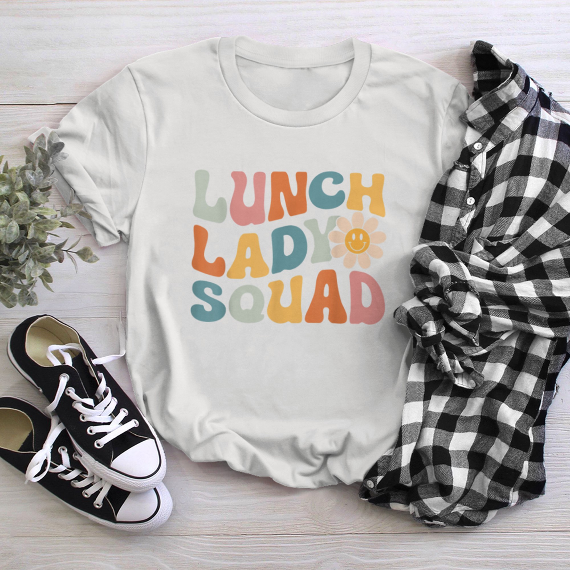 Lunch Lady Squad - Retro Lunch Ladies Rock Cafeteria Crew t-shirt White