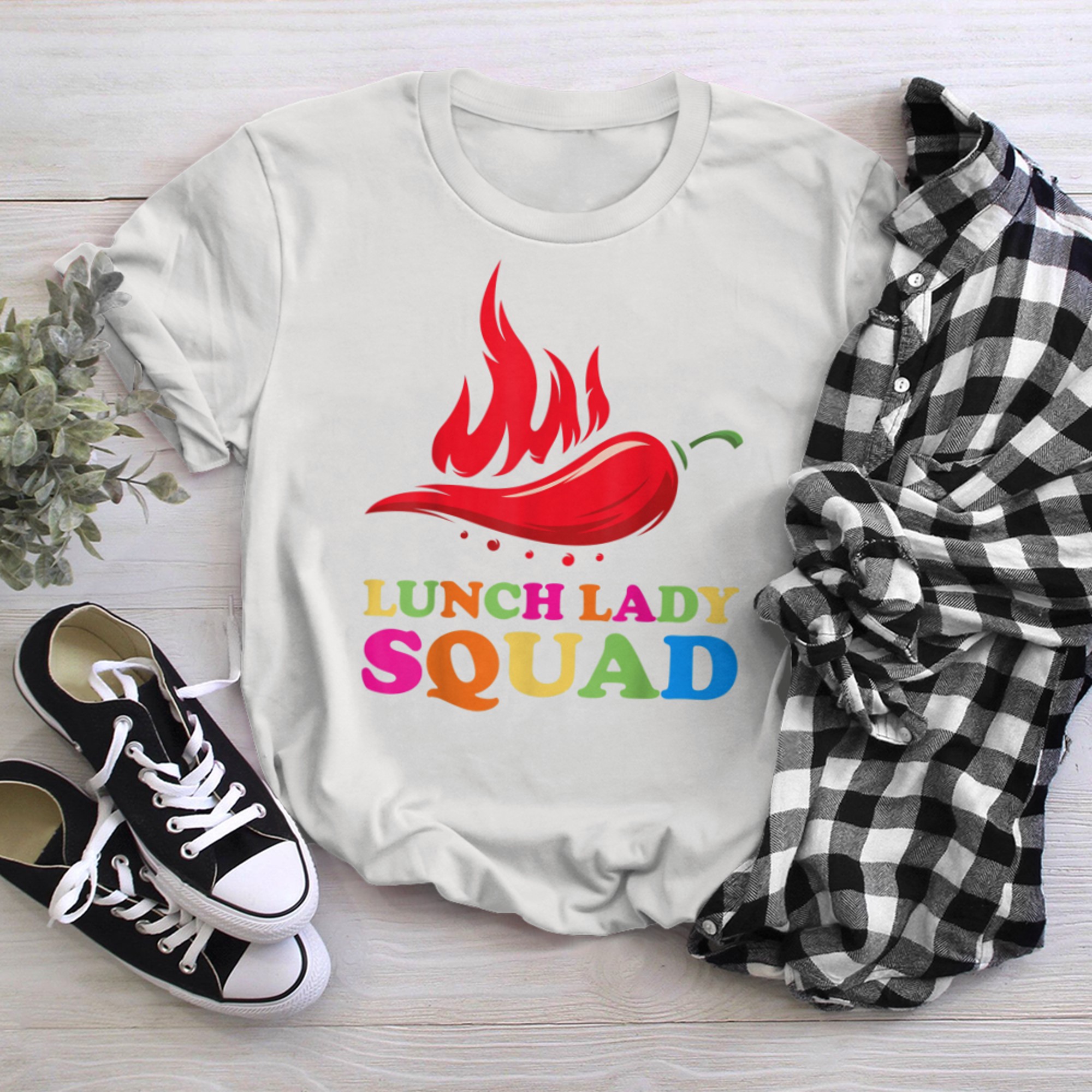 Lunch Lady Squad Cafeteria Crew School Lunch Ladies Chili t-shirt White