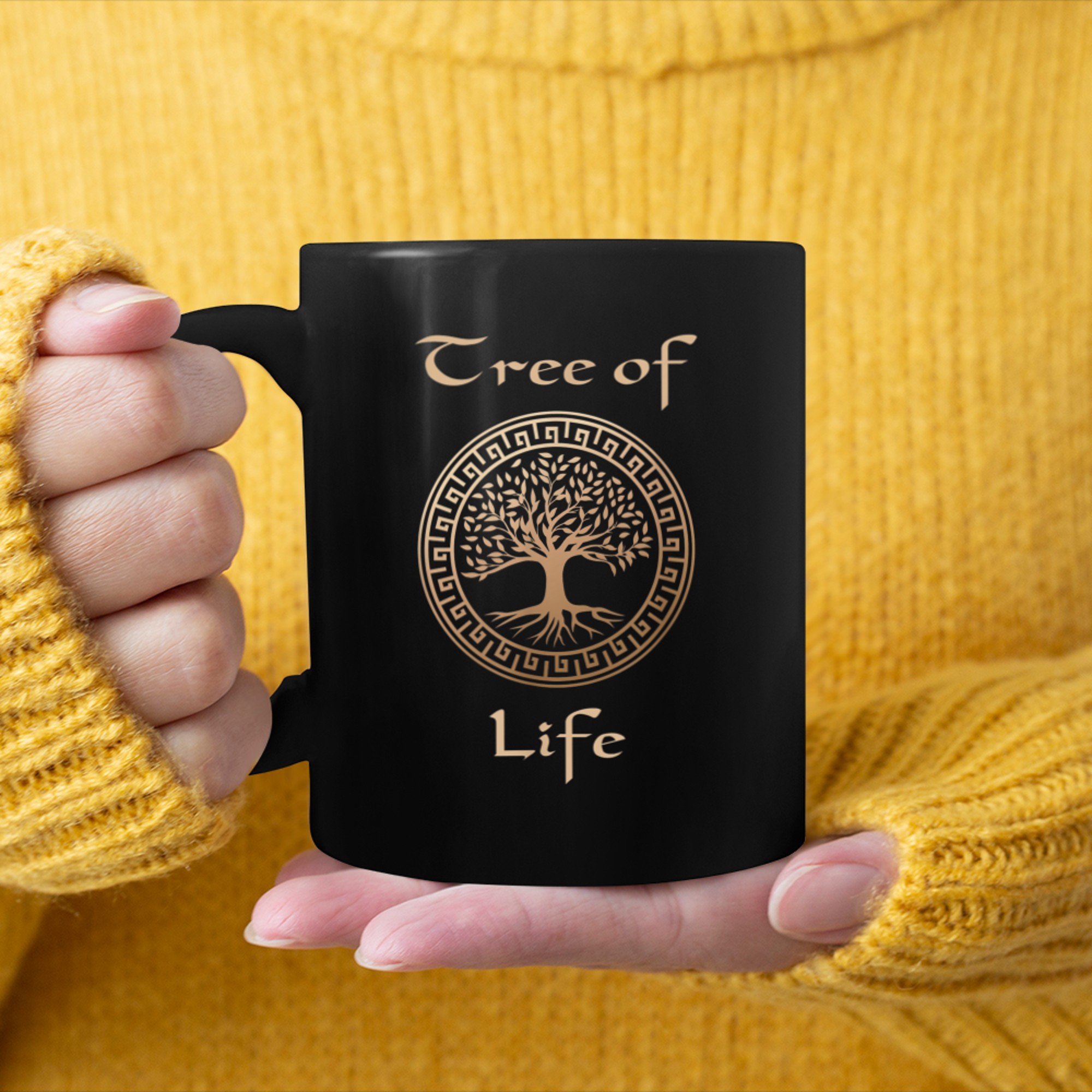 Meditation Tree of Life Viking mug black