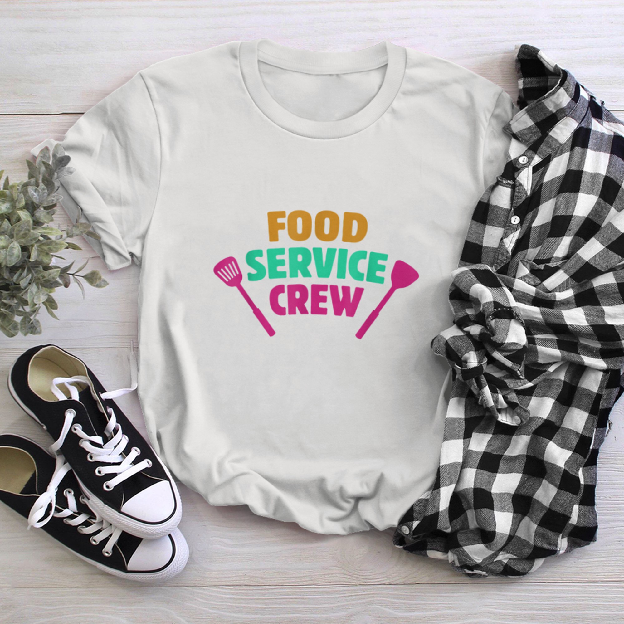 Mens Food Service Crew Worker Cafeteria Lady Frontline Job Retro t-shirt White