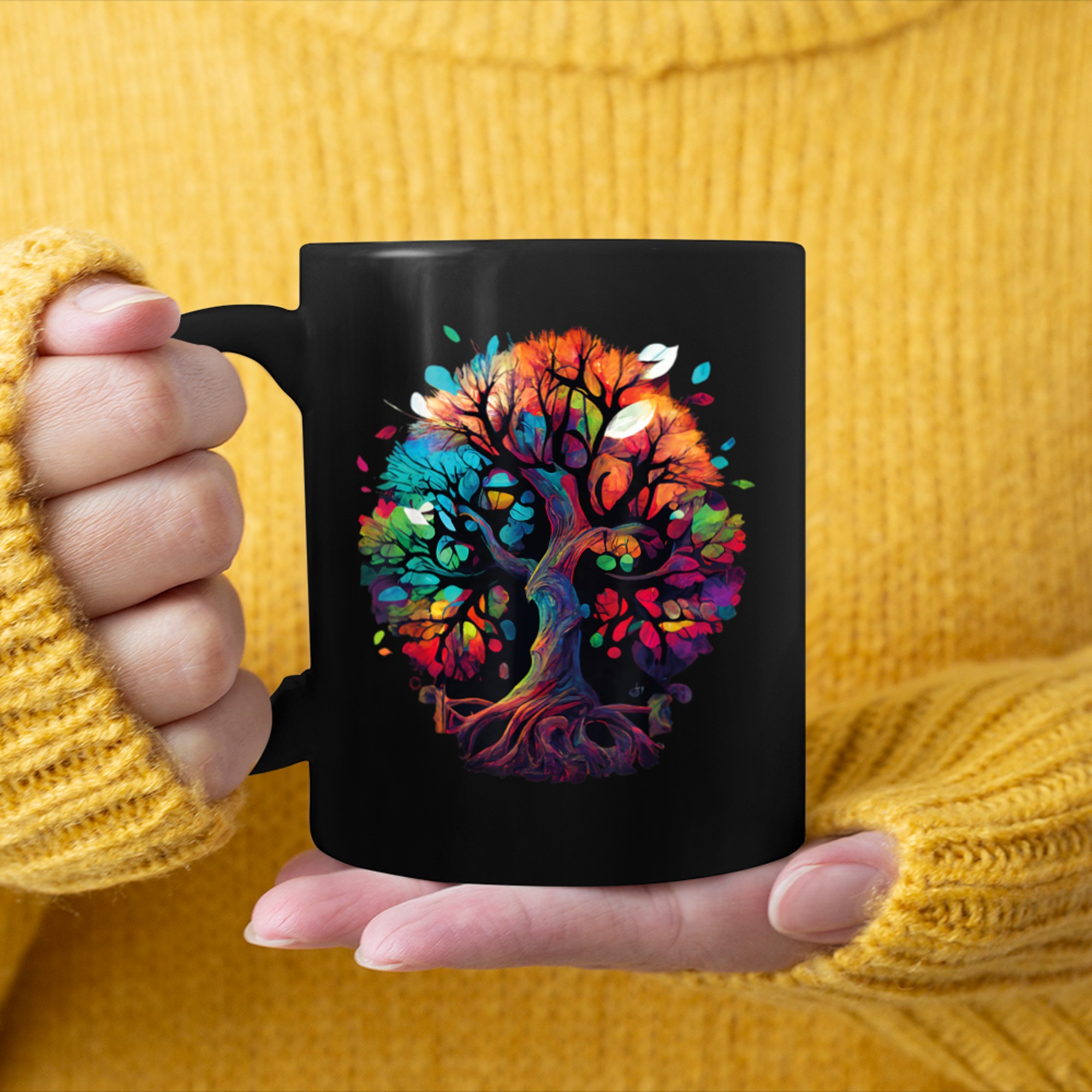 Moon Phases Tree of Life (2) mug black