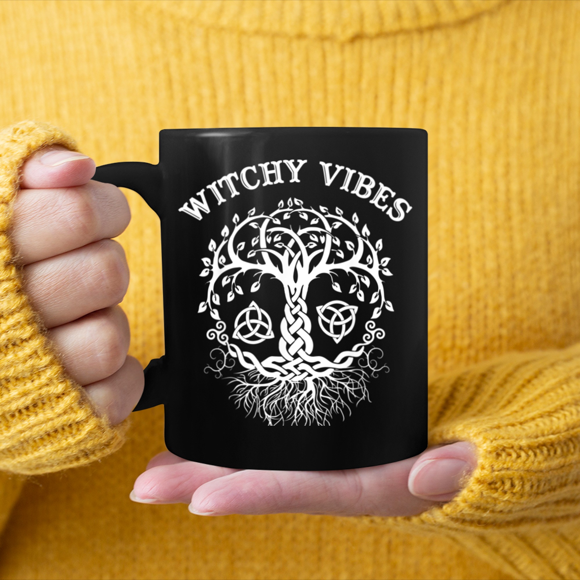 OCCULT WICCA & PAGAN WITCHCRAFT WICCAN TREE OF LIFE (3) mug black