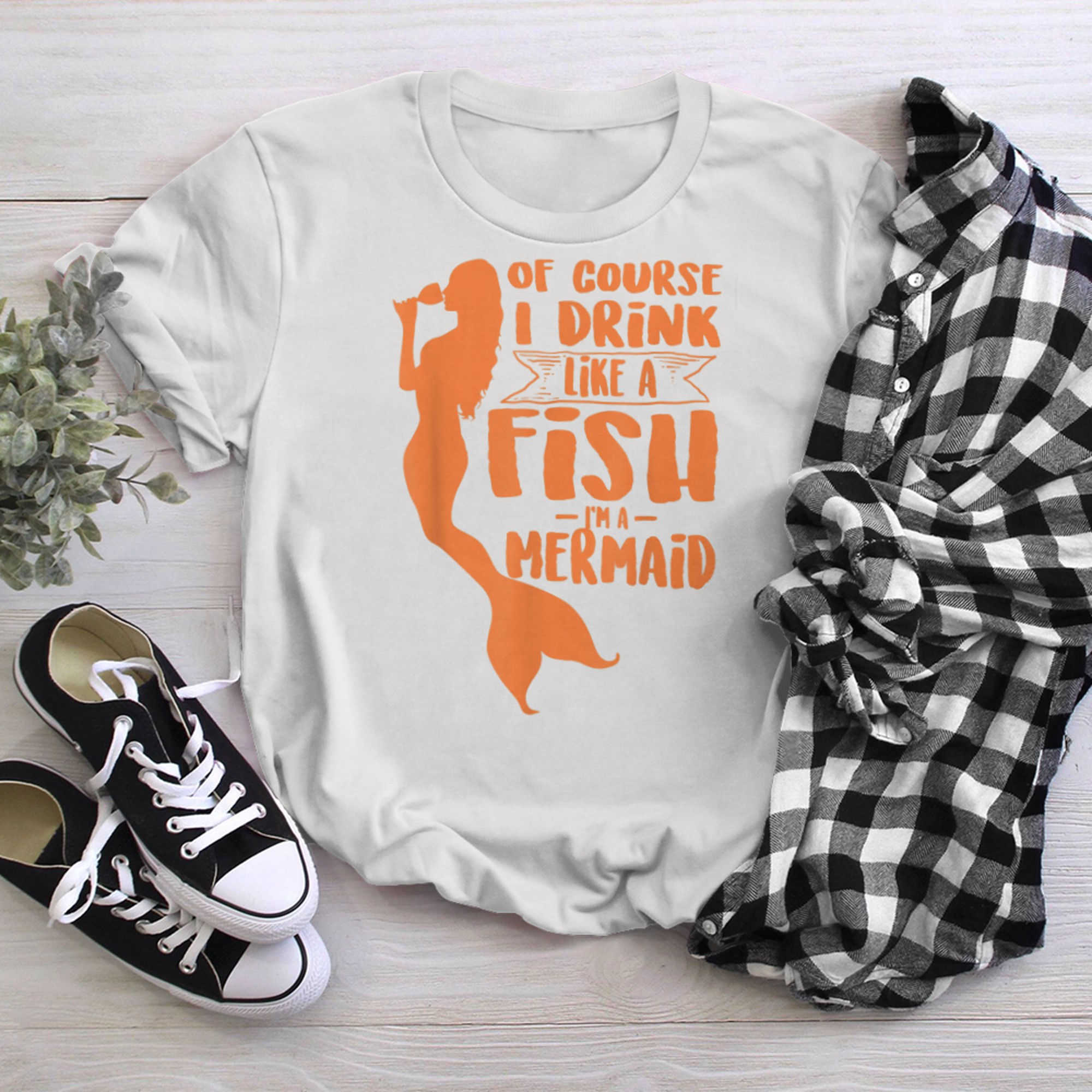 Of Course I Drink LIke A Fish I'm a Mermaid Funny Wine (1) t-shirt White