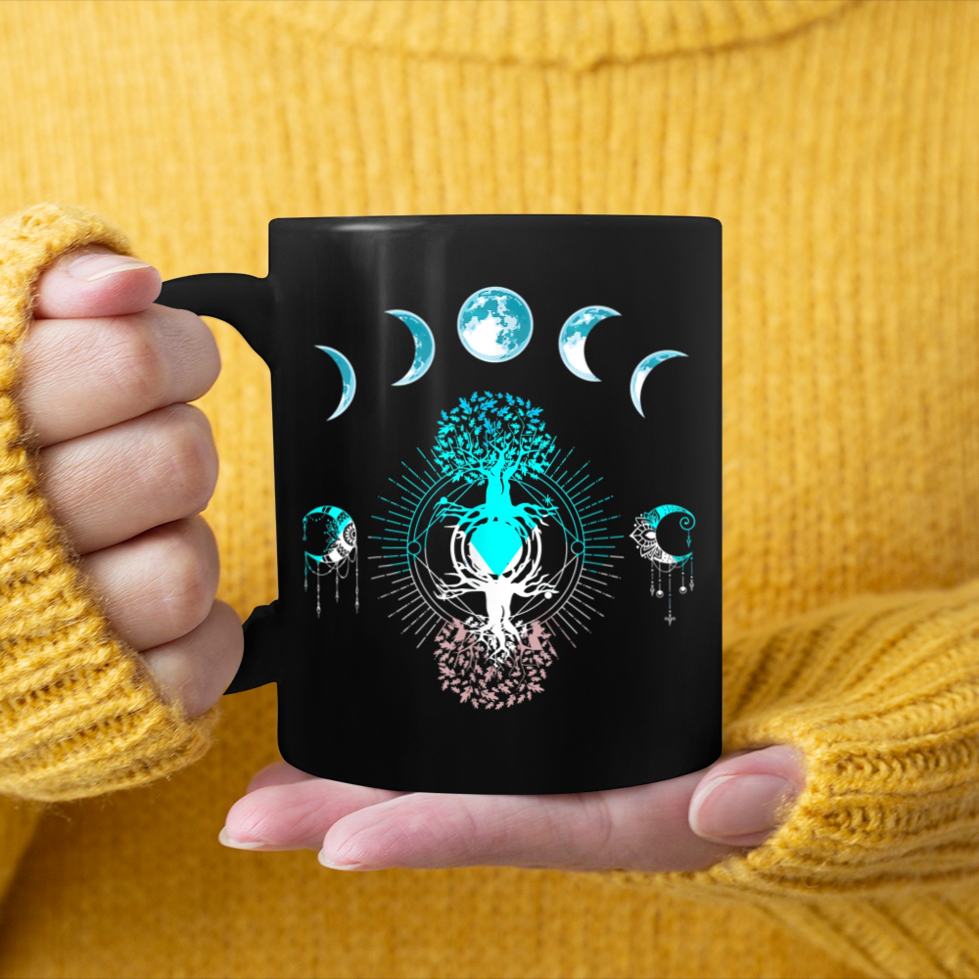 Phases Of The Moon Tree Of Life Cool Vibe mug black