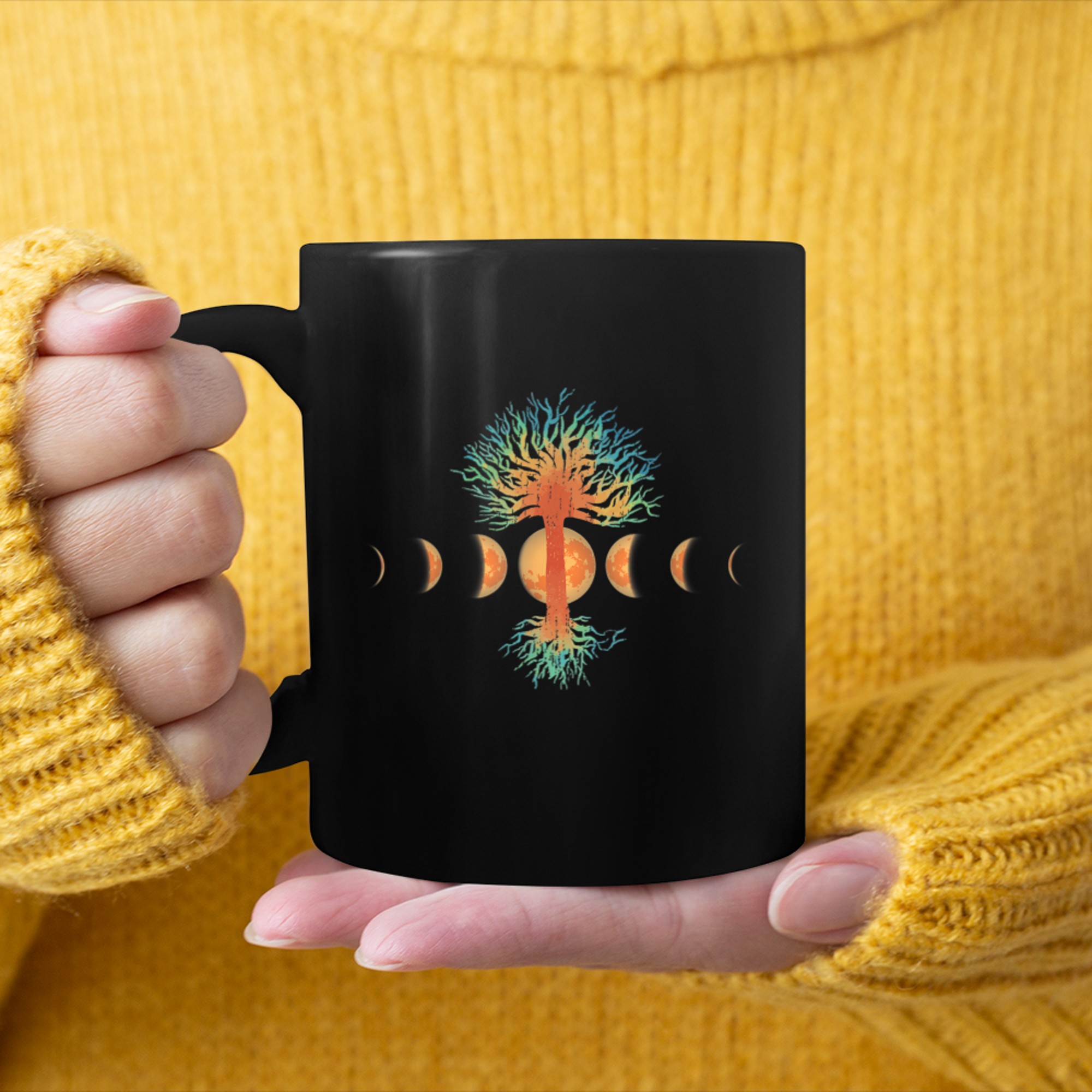 Phases of the Moon Tree of Life mug black