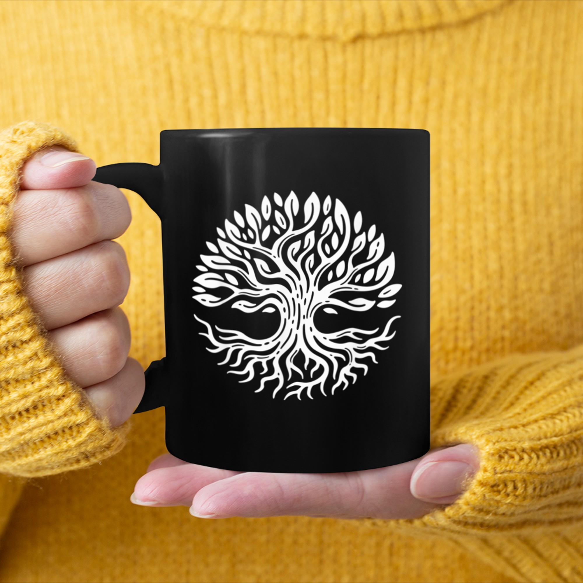 Retro Vintage Tree Of Life mug black