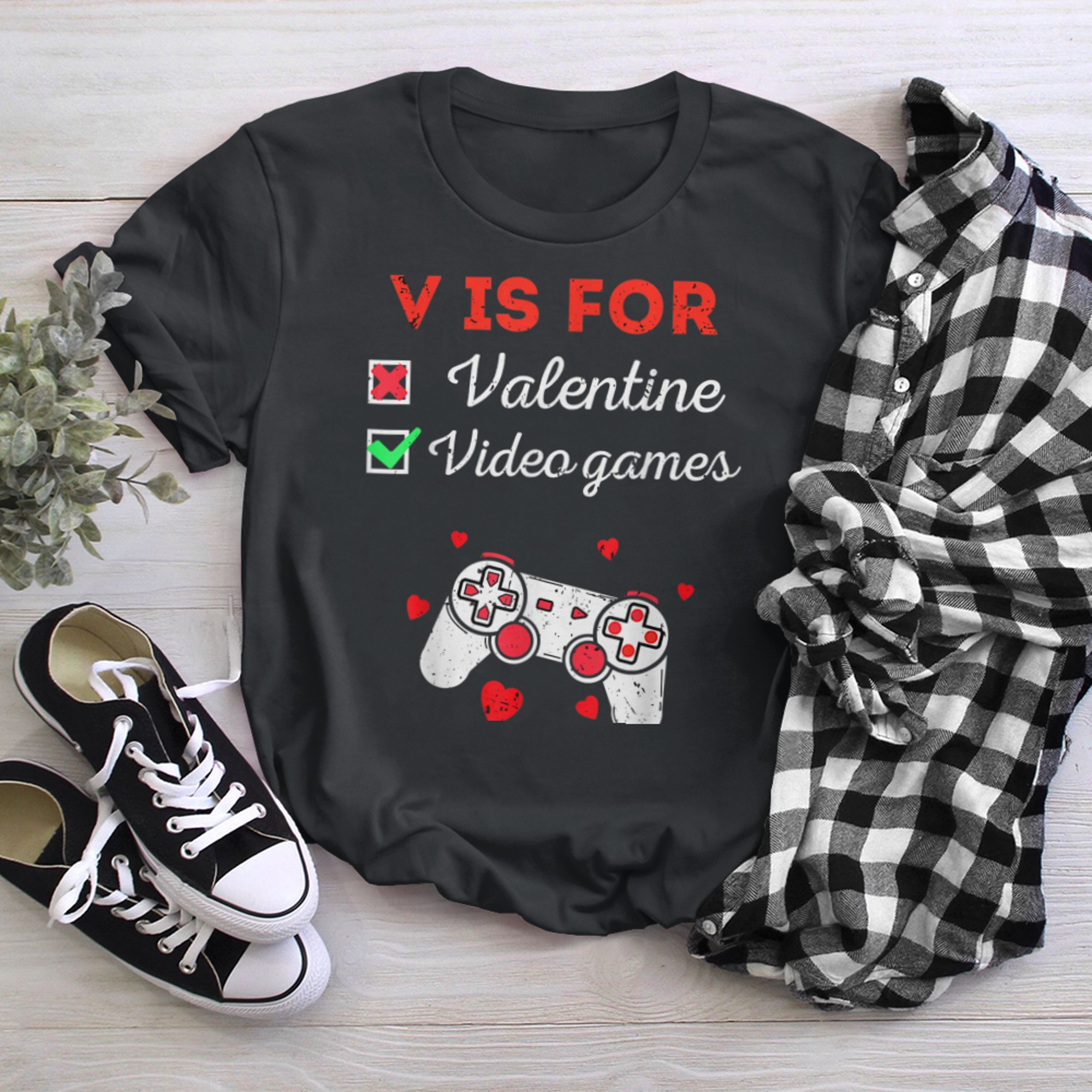 Funny V Is For Video Games Gaming Lover t-shirt black