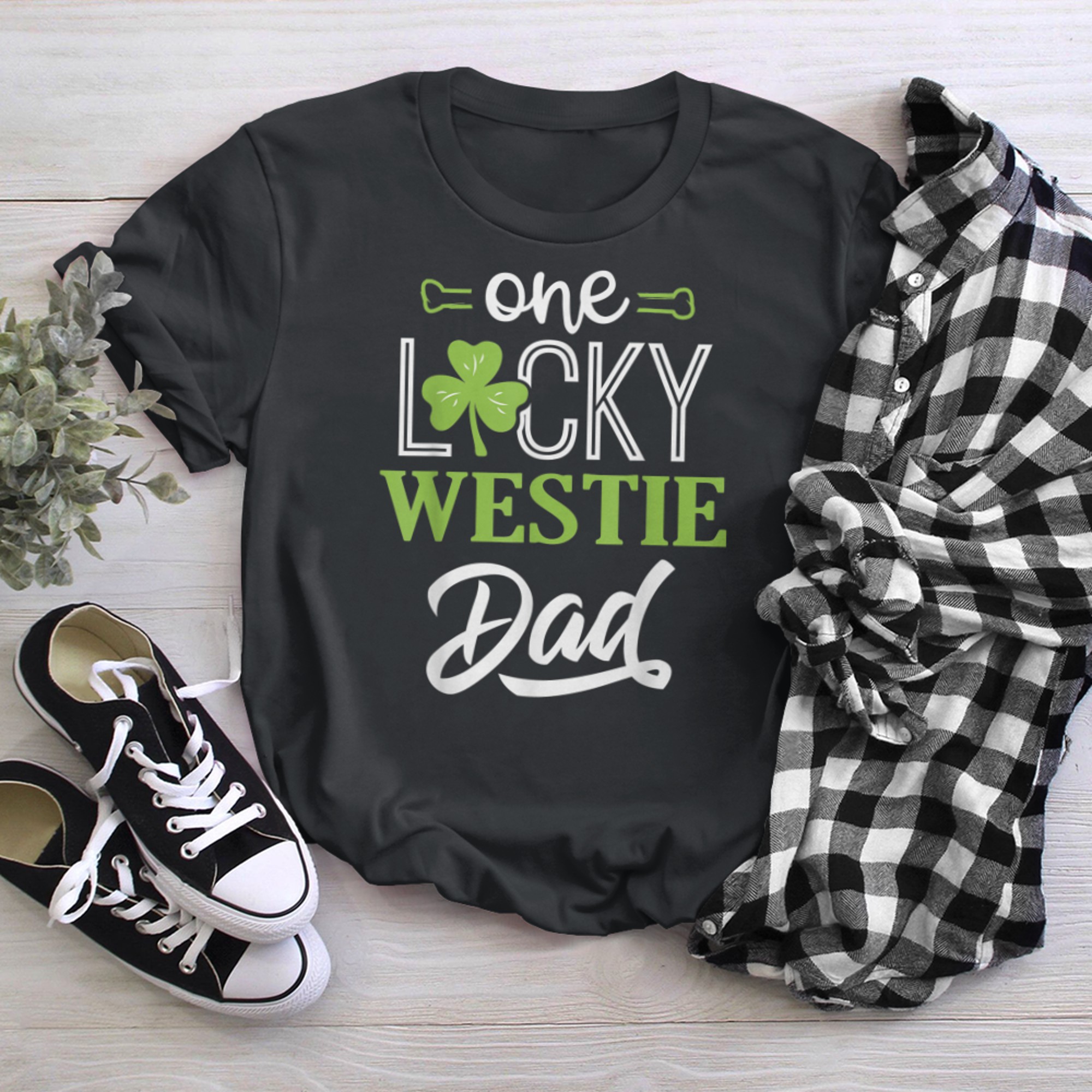 Mens One Lucky Whippet Dog Dad Shirt St Patricks Day t-shirt black