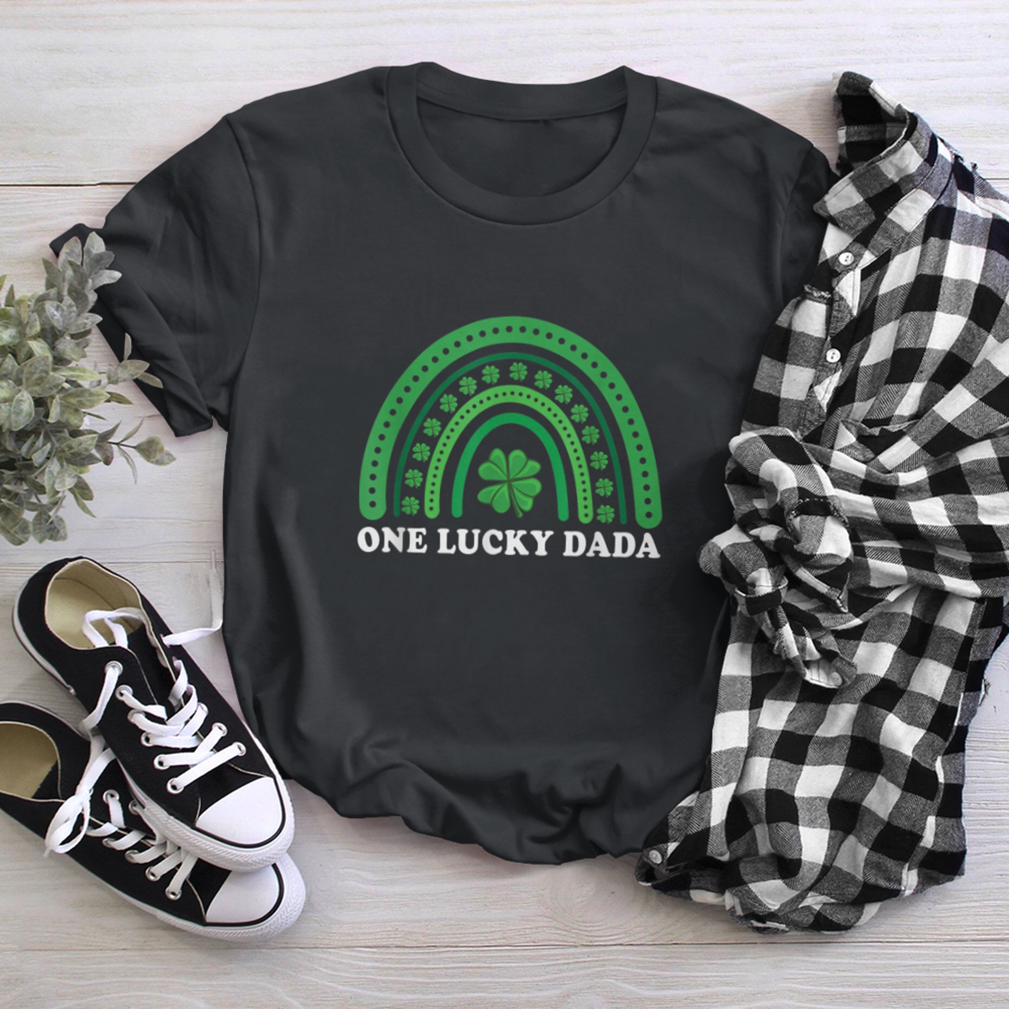 Mens St Patrick's Day - One Lucky Dad Dada Daddy Papa t-shirt black