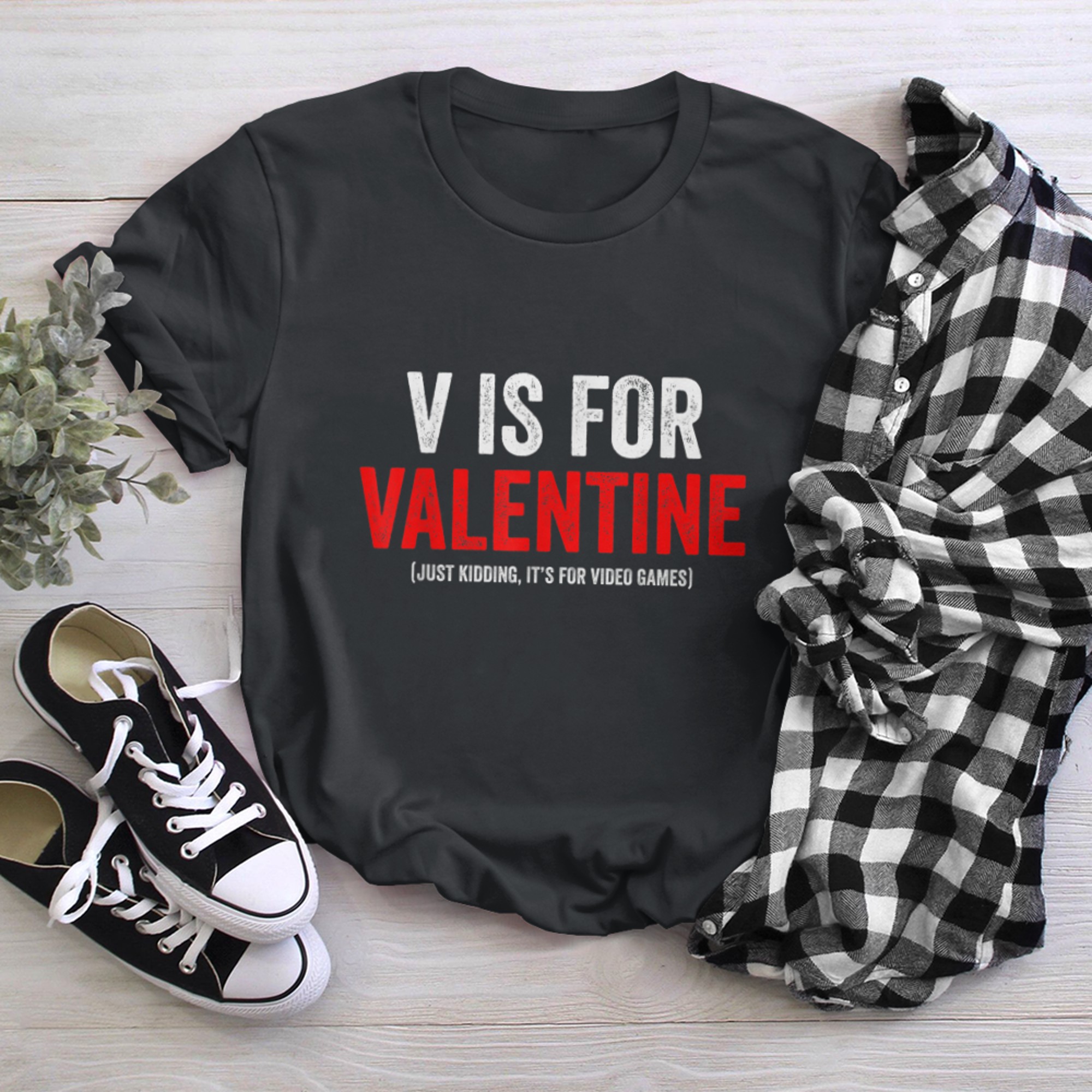 V Is For Valentine Video Games Funny Valentines Day Gamer t-shirt black