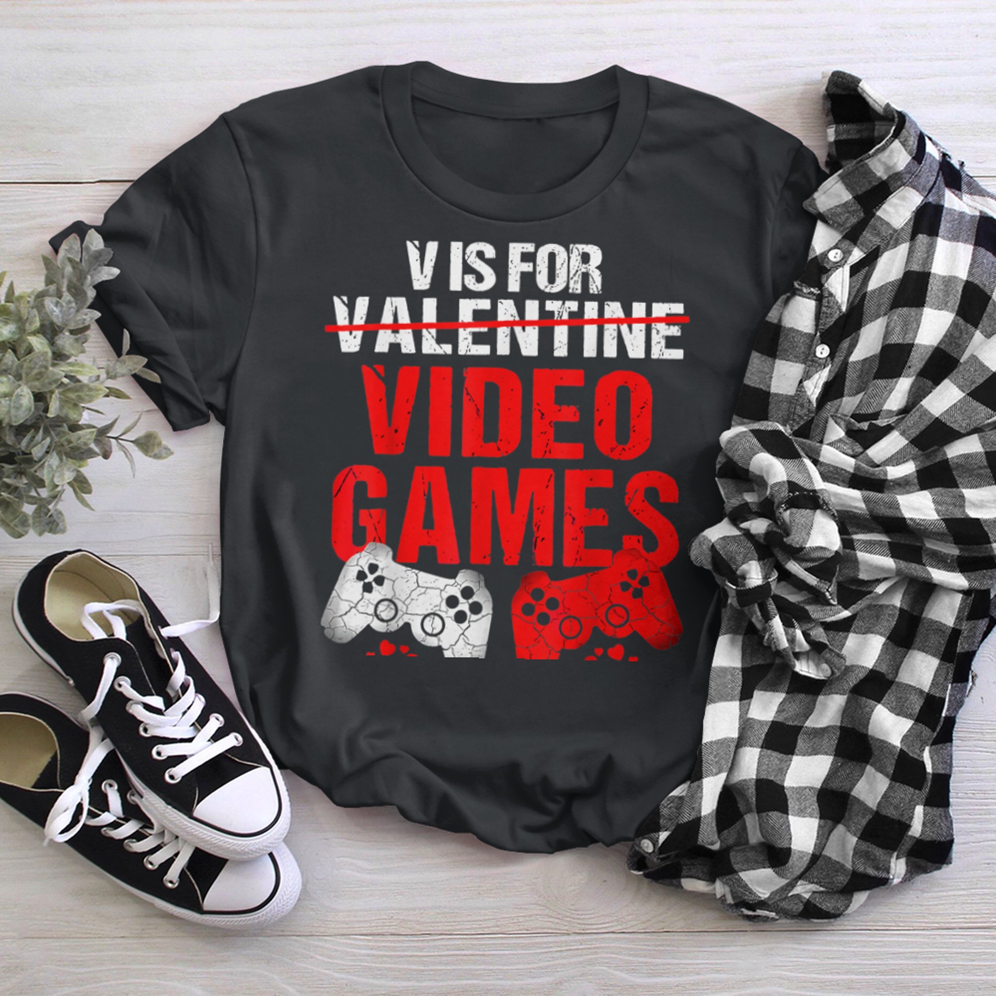 V Is For Valentine Video Games t-shirt black