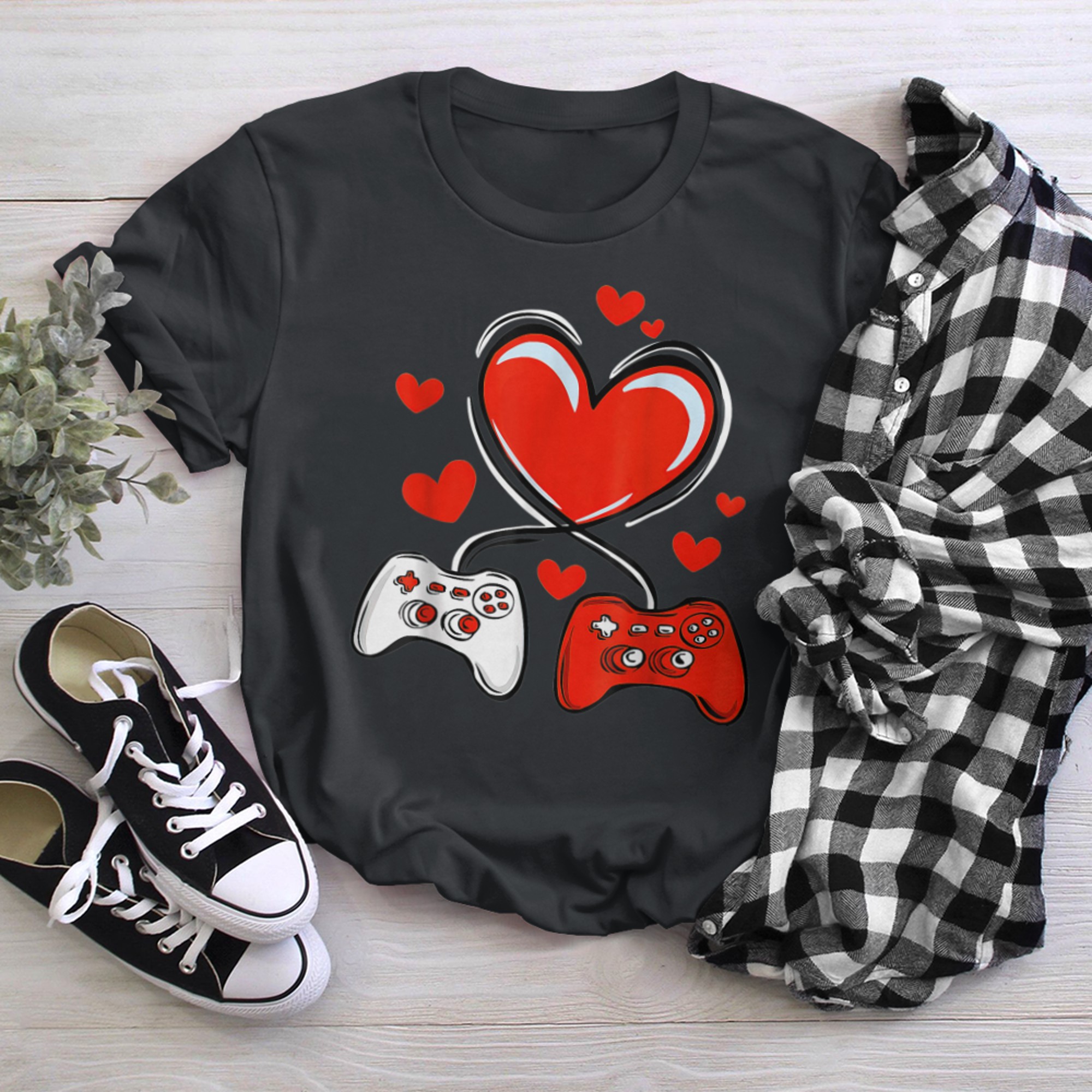 V Is For Video Games Funny Gamer For Valentines Day t-shirt black