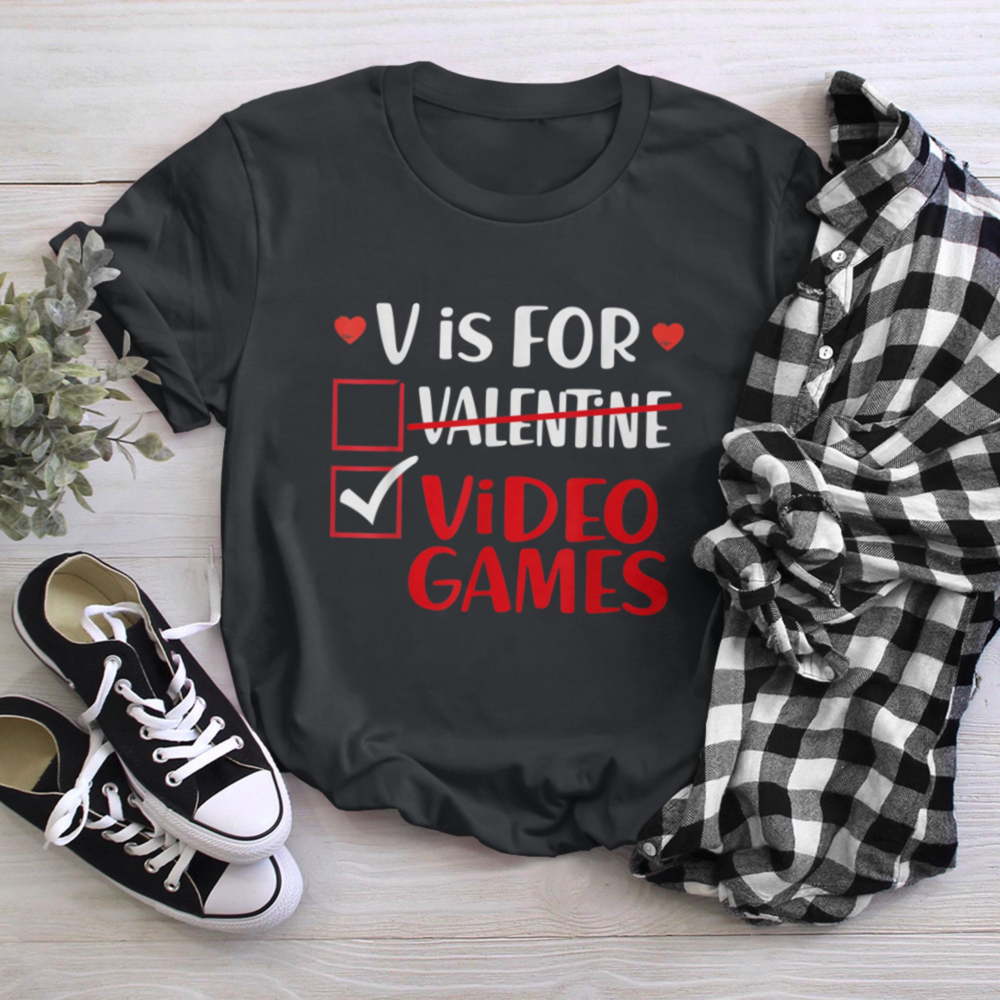 V Is For Video Games Funny Valentines Day Gamer Boy Girls (11) t-shirt black