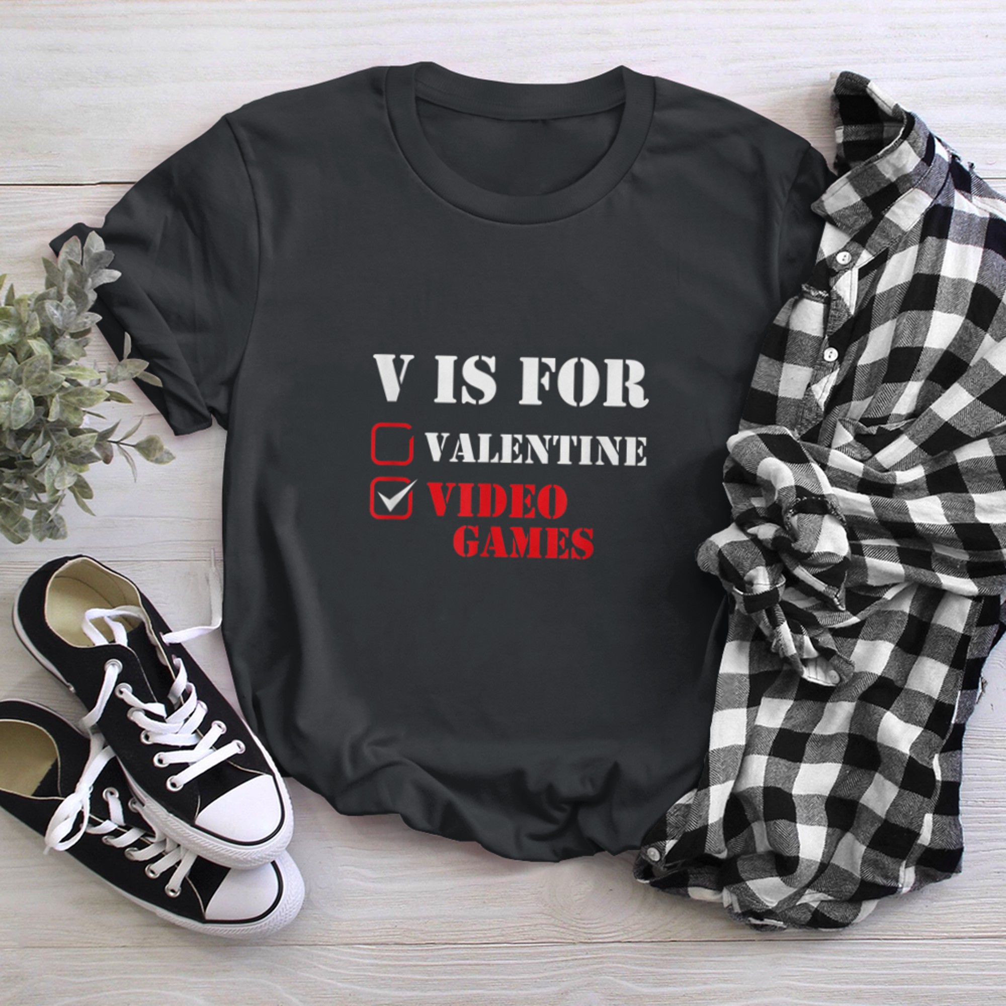 V Is For Video Games Funny Valentines Day Gamer Boy Girls (9) t-shirt black