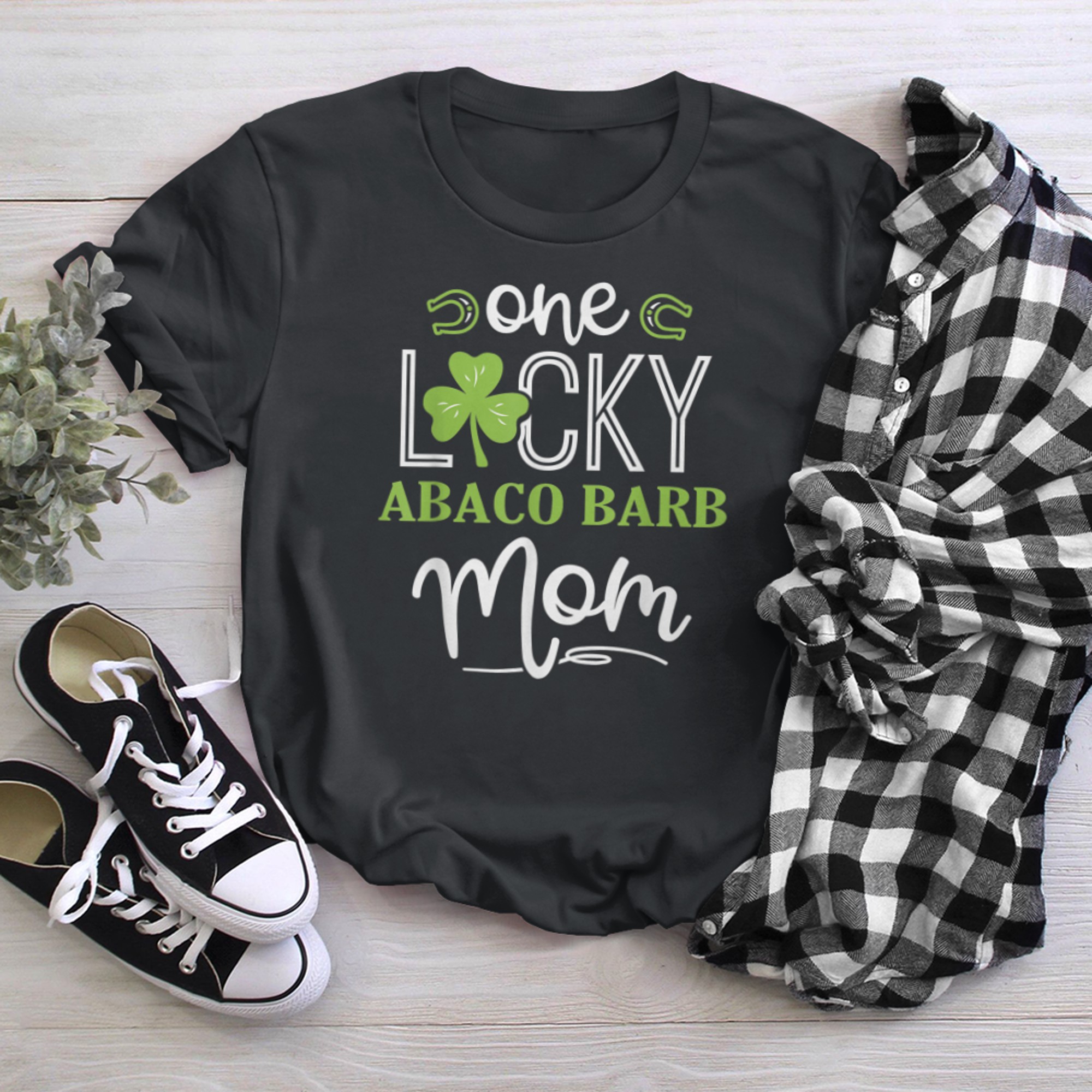 One Lucky Abaco Barb Horse Mom Irish Horseback Riding t-shirt black