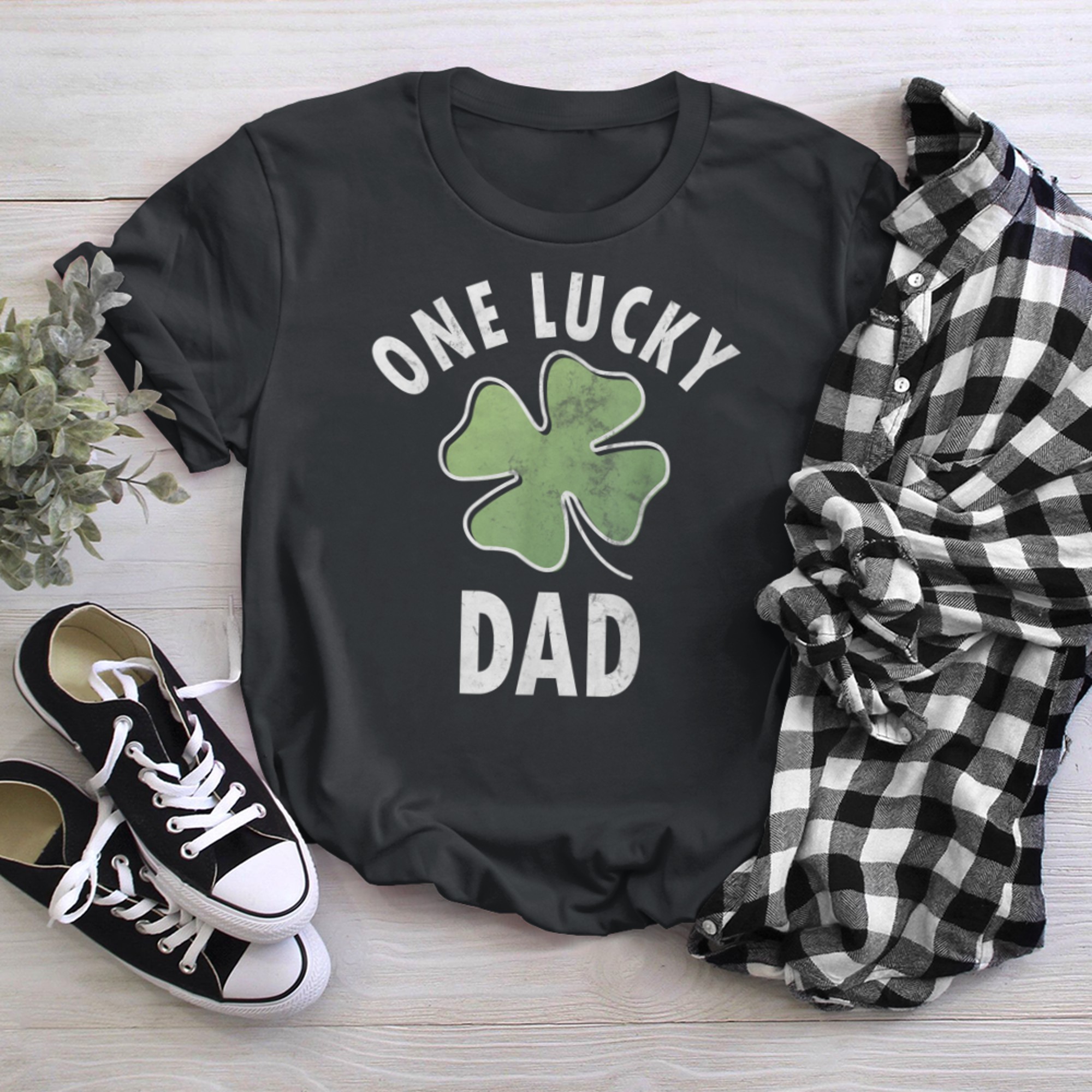 One Lucky Dad Shirt Funny Saint Patricks Day (1) t-shirt black