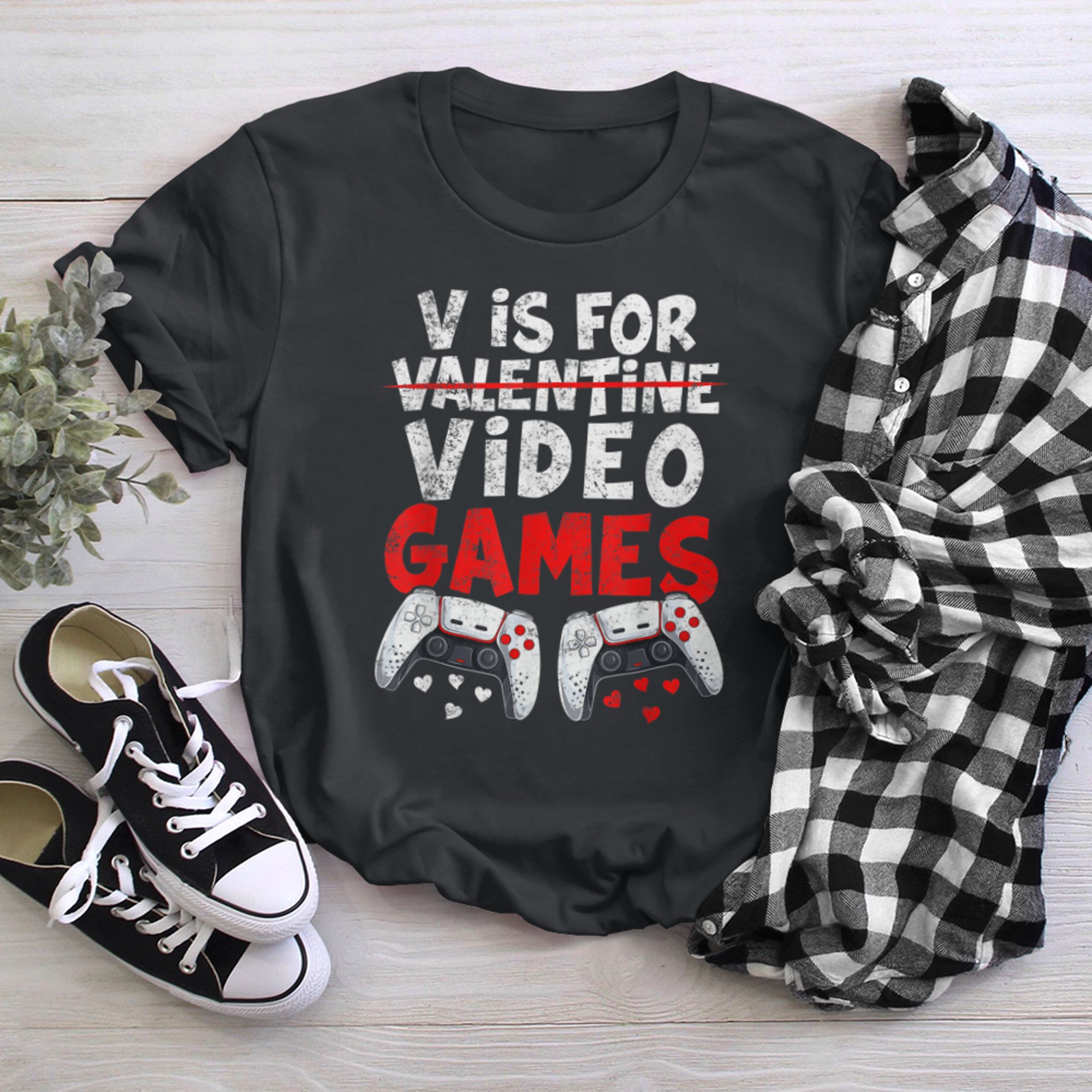 V Is For Video Games Funny Valentines Day Gamer Boys Men (15) t-shirt black