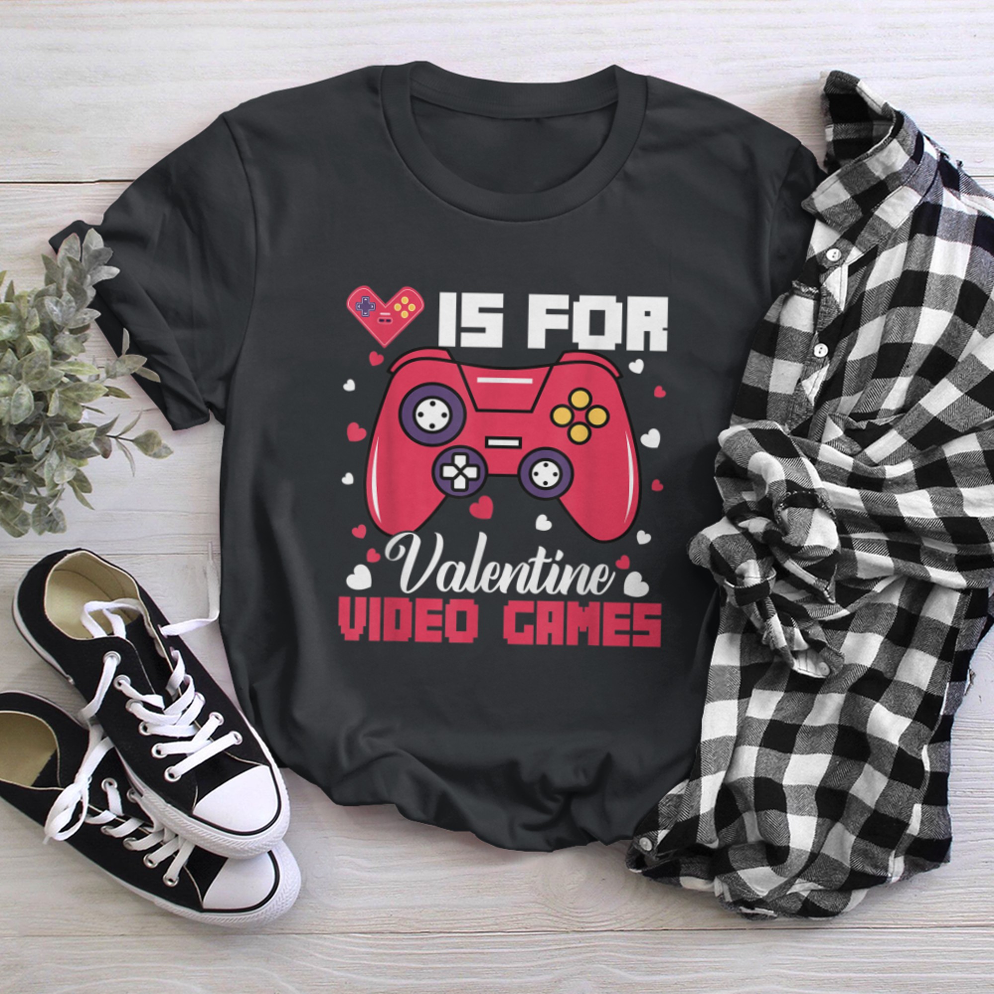 V is for Video Games Shirt Valentines Day Game Lover Boys t-shirt black