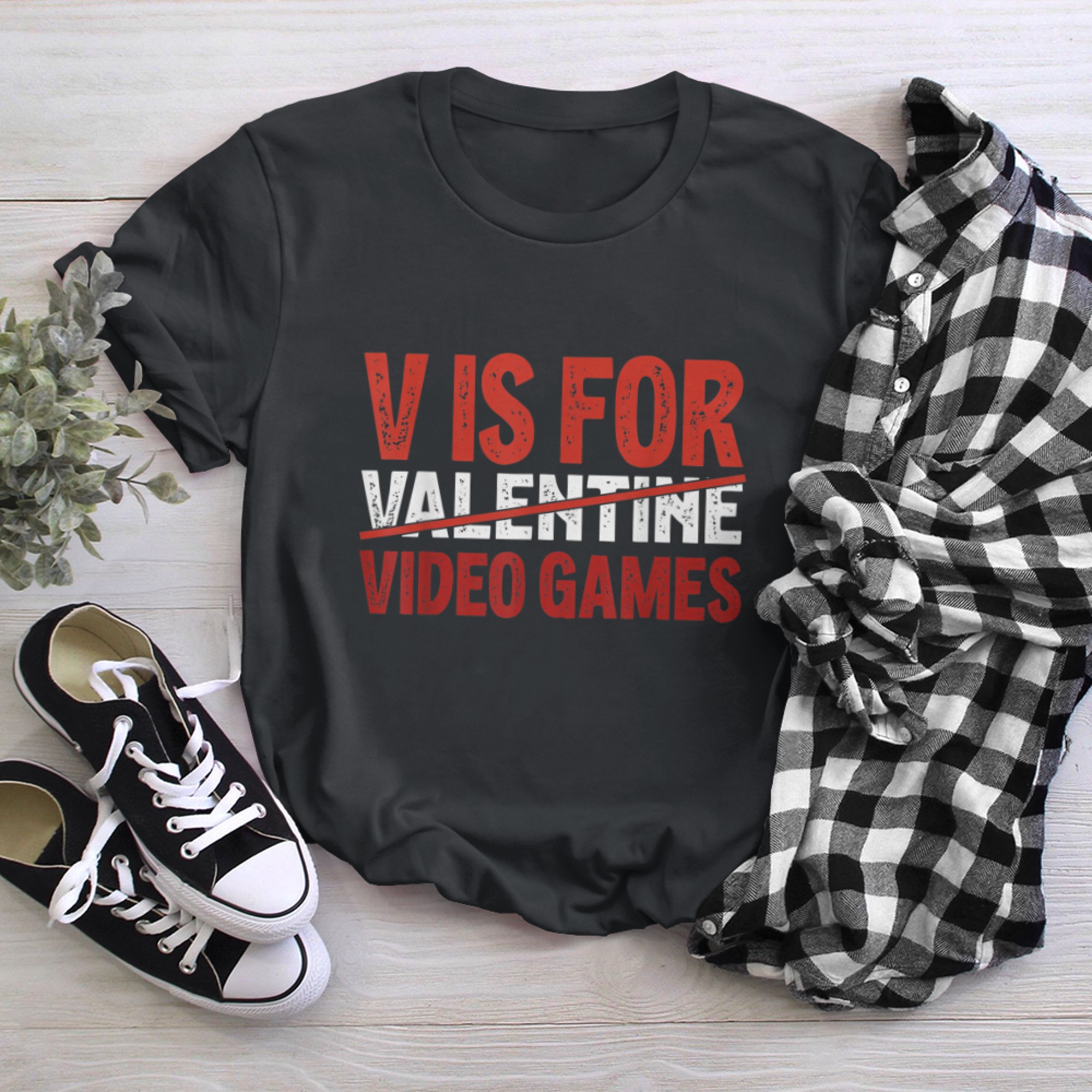 V Is For Video Games Valentine Day Games Lover Kid Gamer Boy t-shirt black