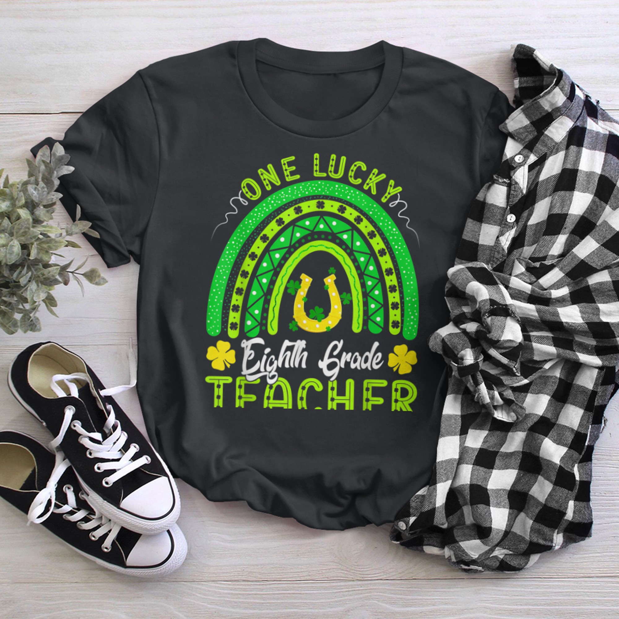 Awesome School One Eighth Grade Teacher St Patricks Day t-shirt black