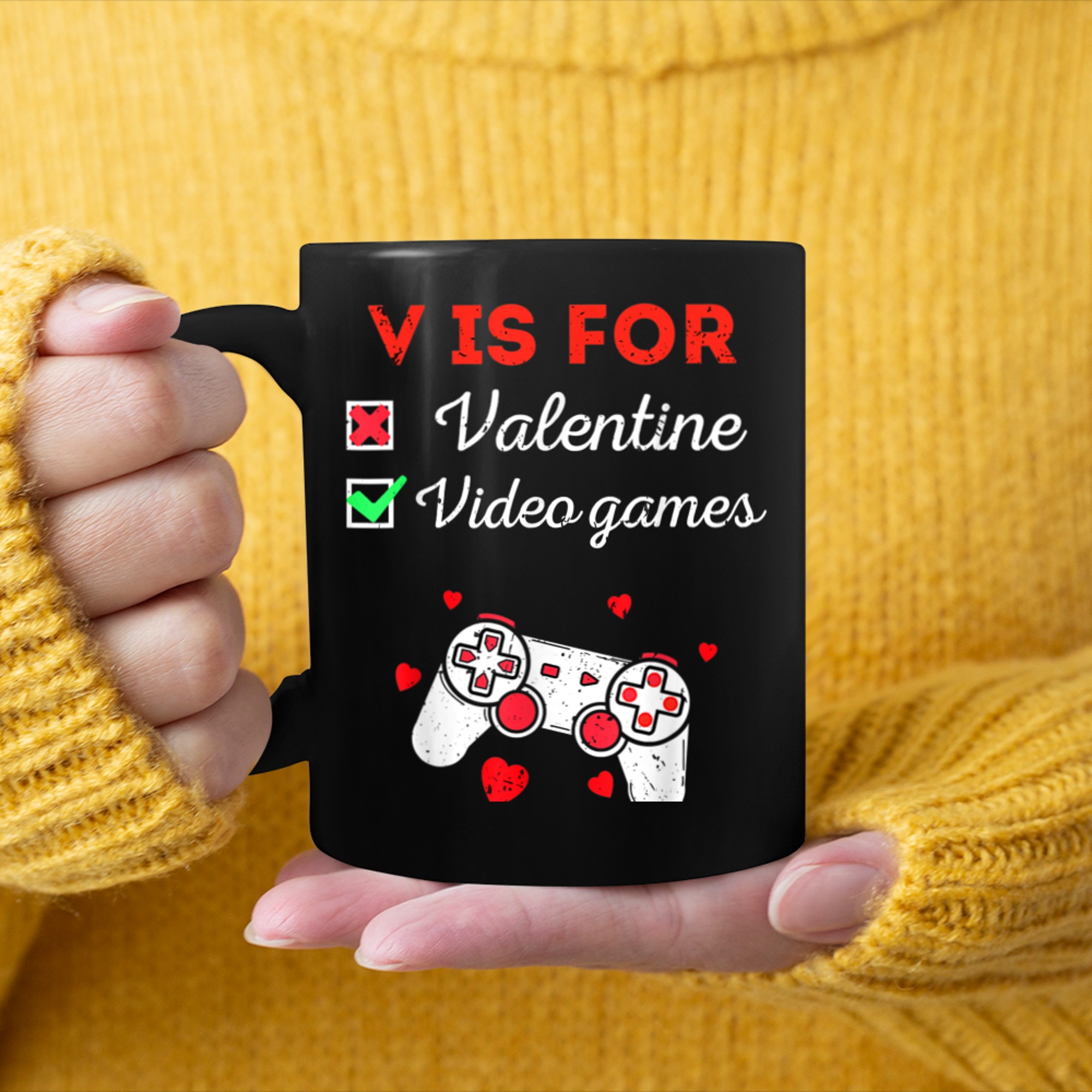 Funny V Is For Video Games Gaming Lover mug black