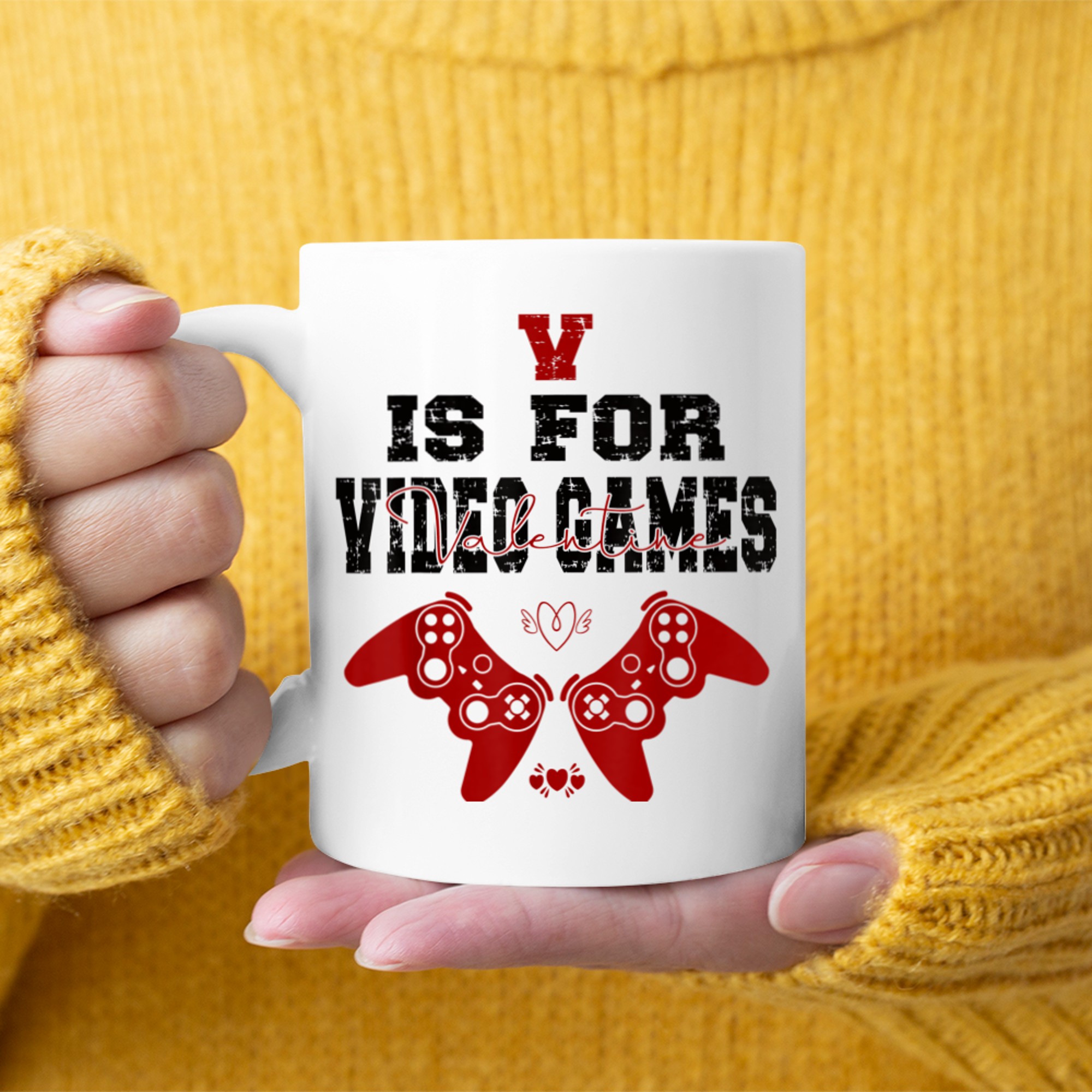 Funny Video games V Is For Video Games cool pro gamer mug white