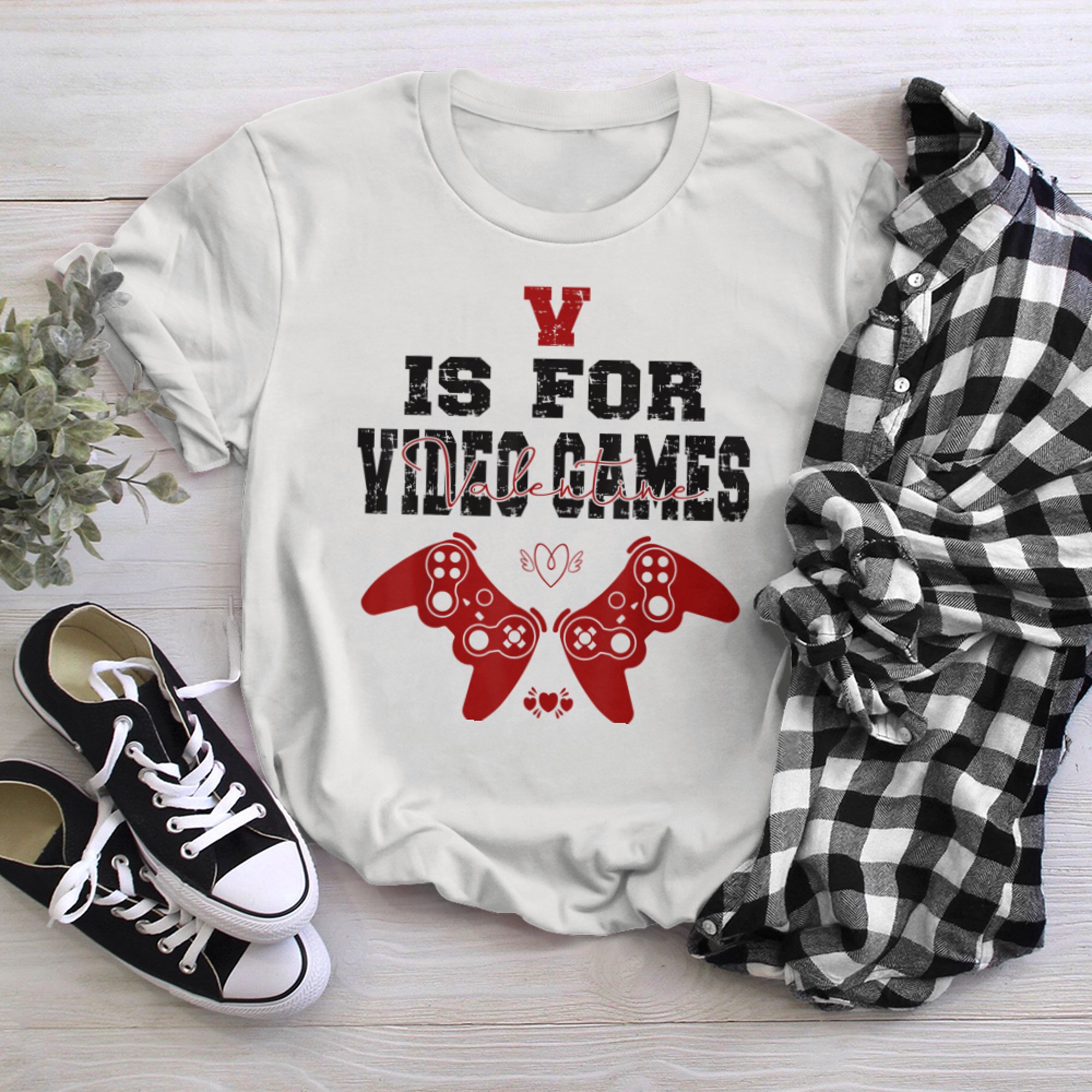 Funny Video games V Is For Video Games cool pro gamer t-shirt white