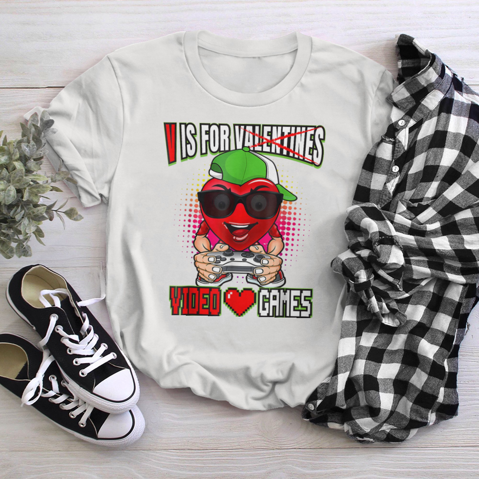 Gamer Boys Teen Valentines Day Shirt V Is For Video Games t-shirt white