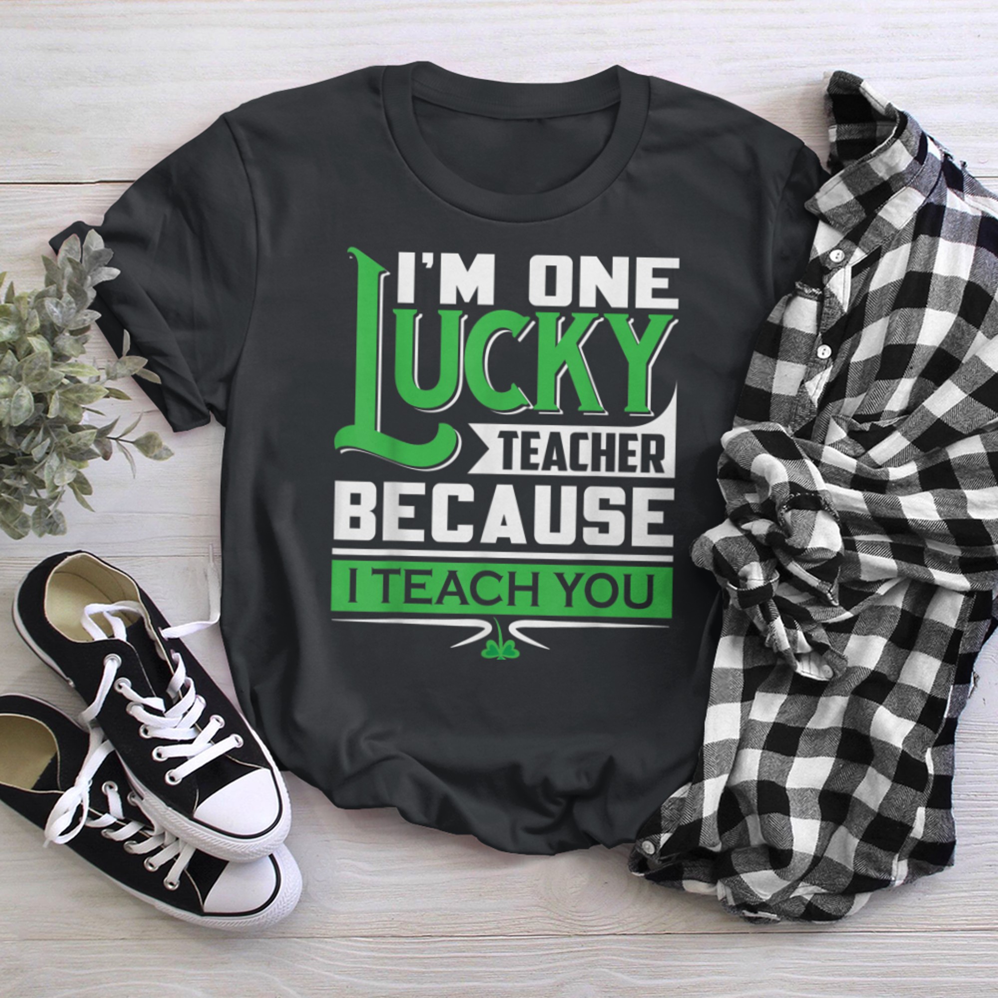 I'm one lucky teacher - St. Patrick's day t-shirt black