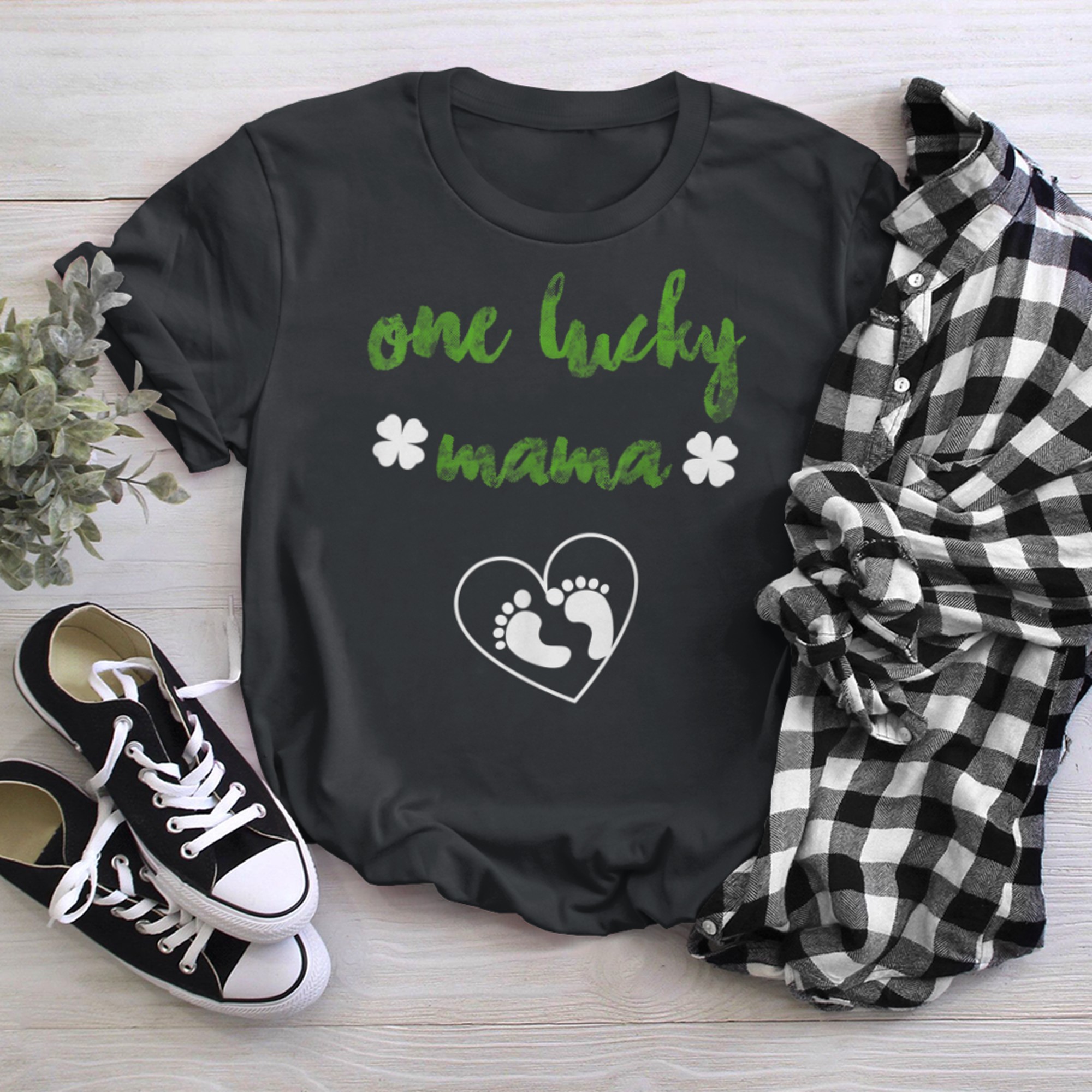 One Lucky Mama Babys For Pregnancy t-shirt black