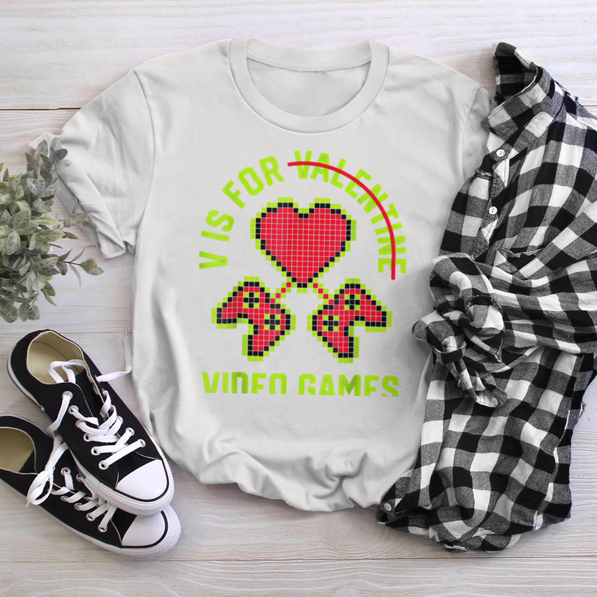 V Is For Valentine Video Games Game Controller Heart t-shirt white