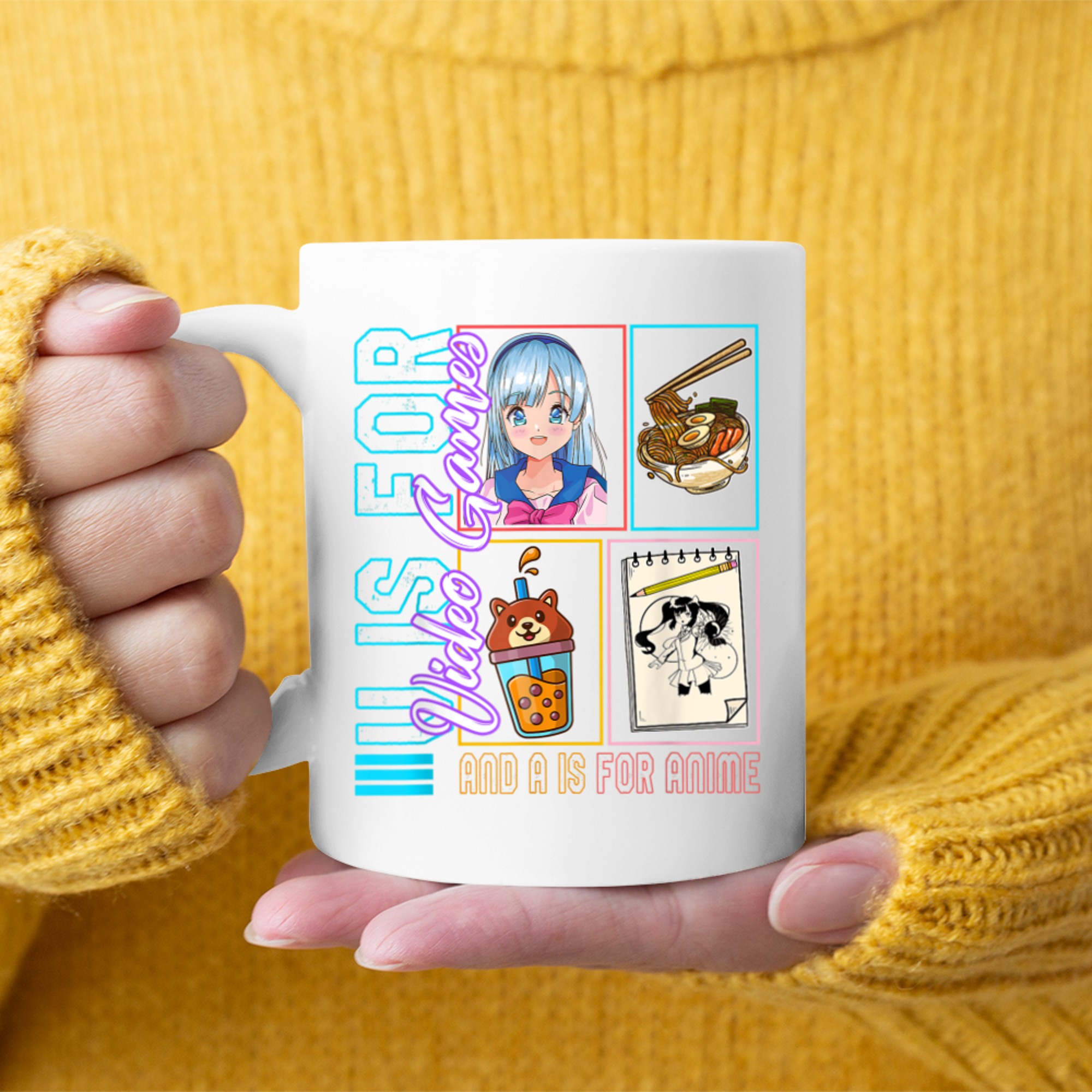 V Is For Video Games And A Is Fornime, Anime Otaku Girl Japa mug white