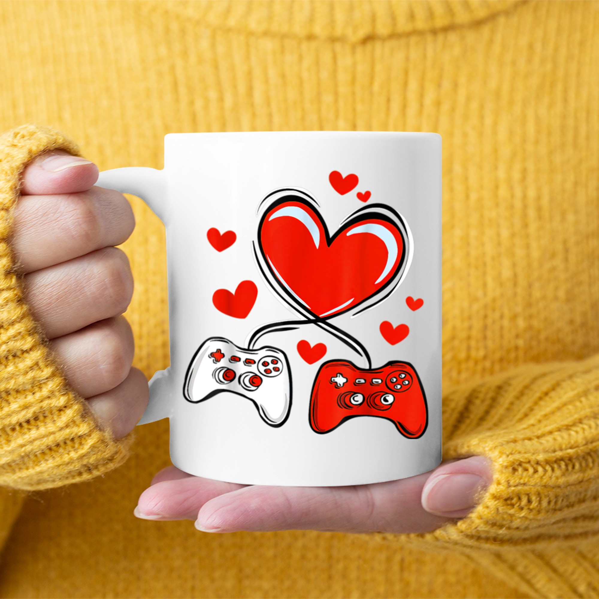 V Is For Video Games Funny Gamer For Valentines Day mug white