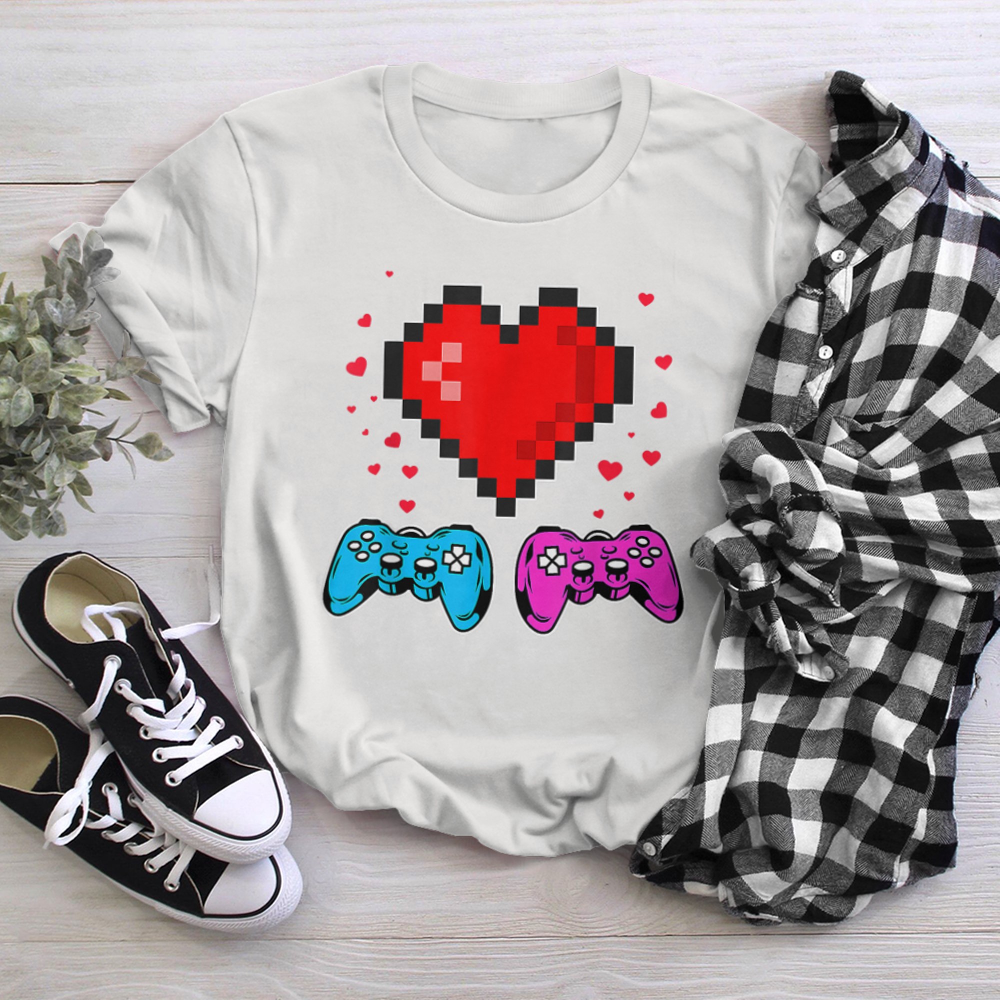 V is for Video Games Funny Gamer Valentines Day (2) t-shirt white