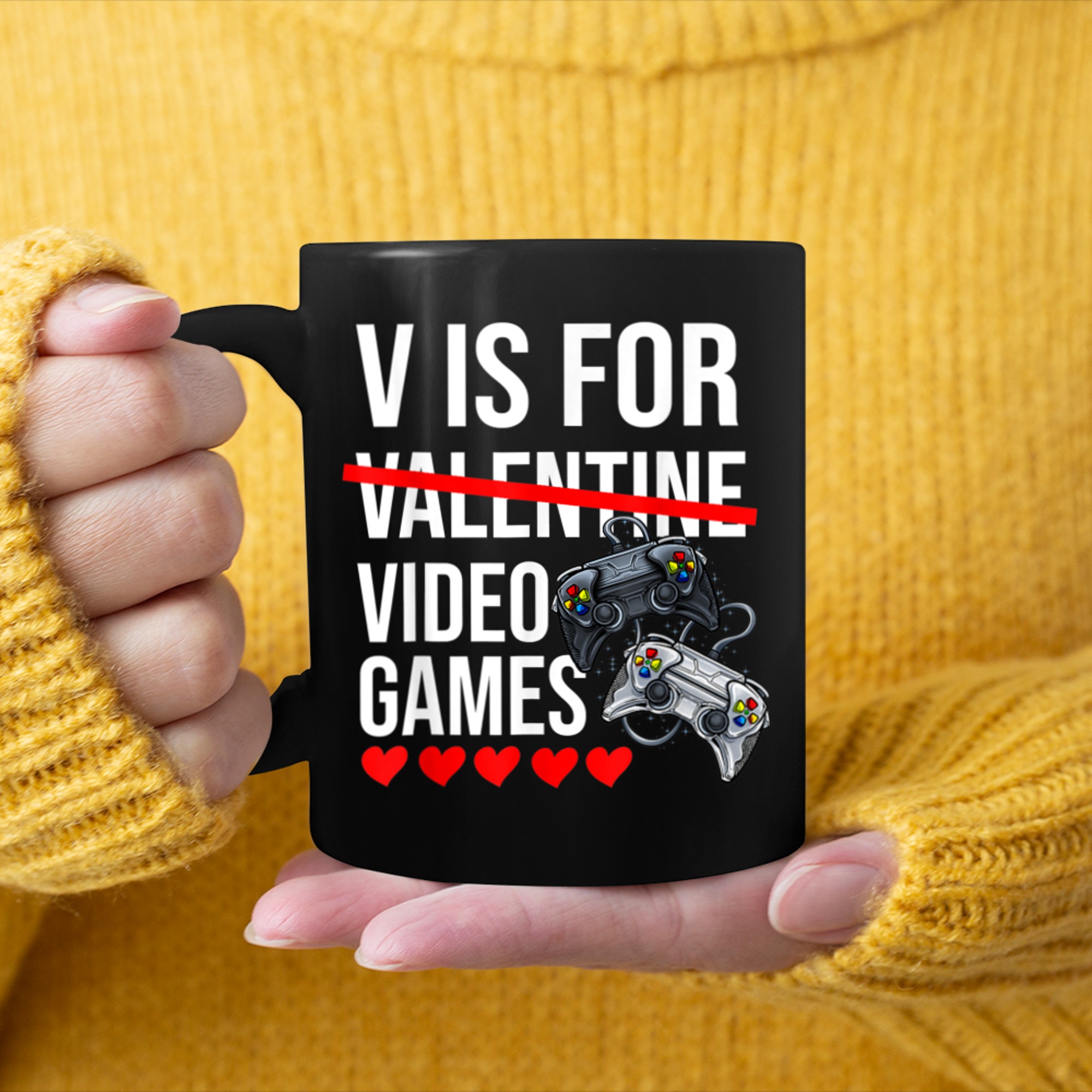 V Is For Video Games Funny Online Gamer Gaming Men Boys mug black