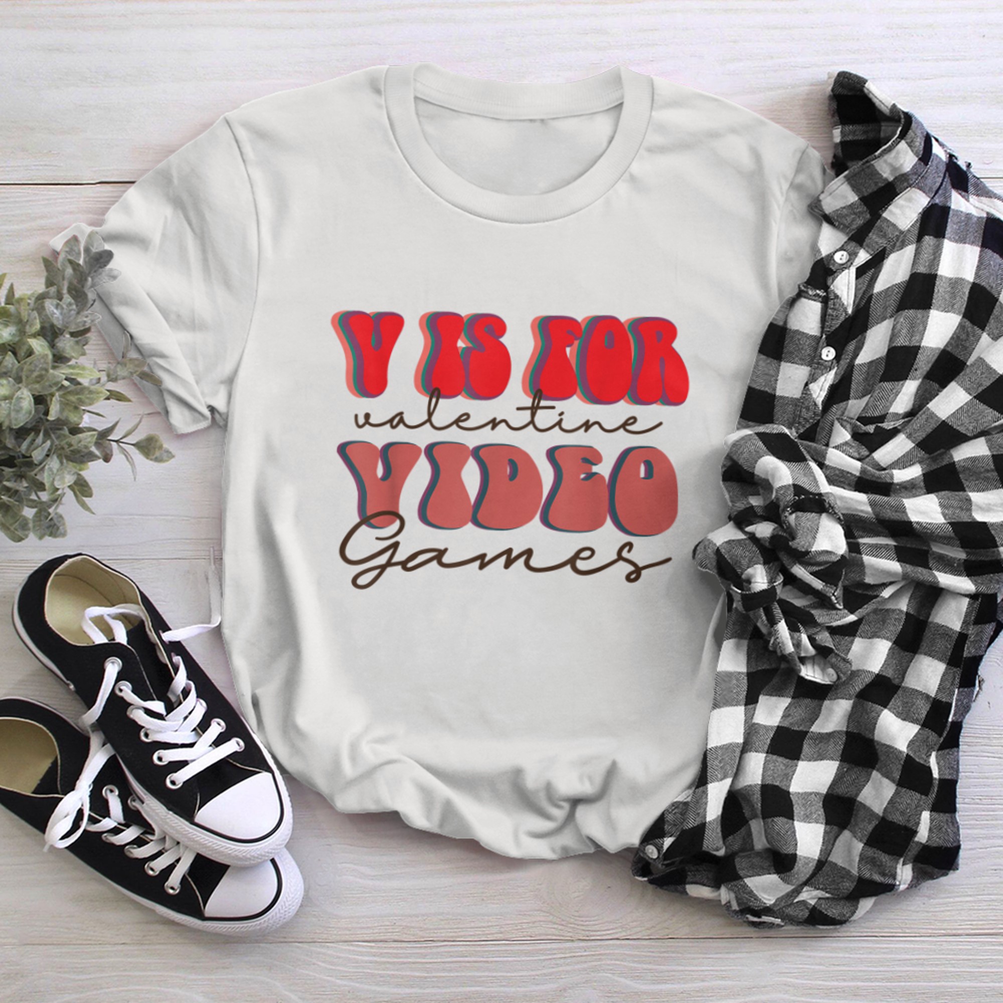 V Is For Video Games Funny Valentines Day Gamer Boy Girls (10) t-shirt white