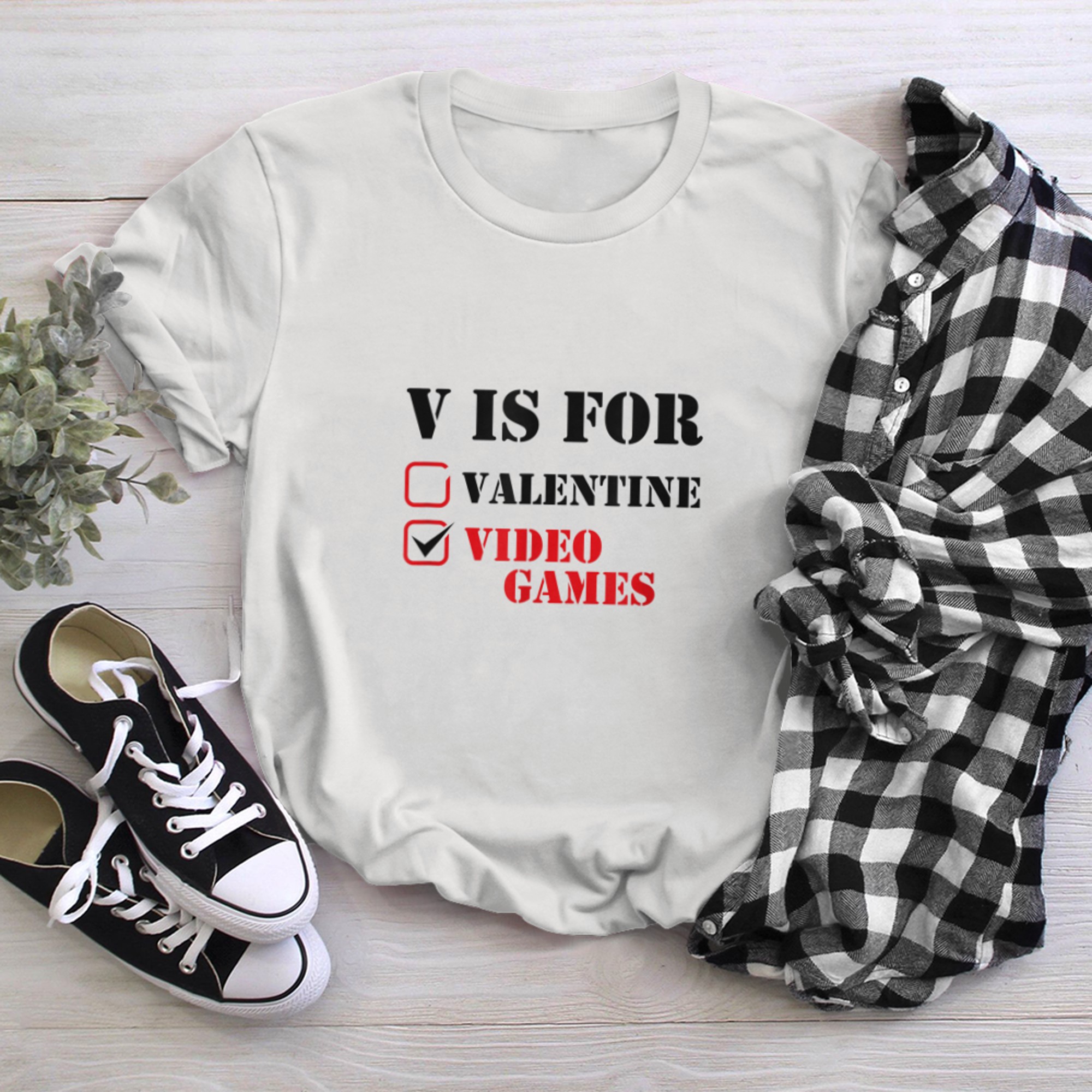 V Is For Video Games Funny Valentines Day Gamer Boy Girls (2) t-shirt white