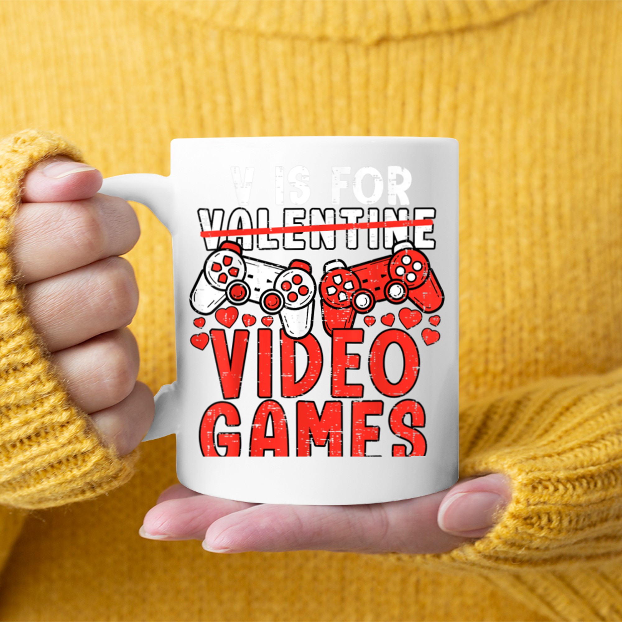 V Is For Video Games Funny Valentines Day Gamer Boy Men - 2023-09-16T114043.112 mug white