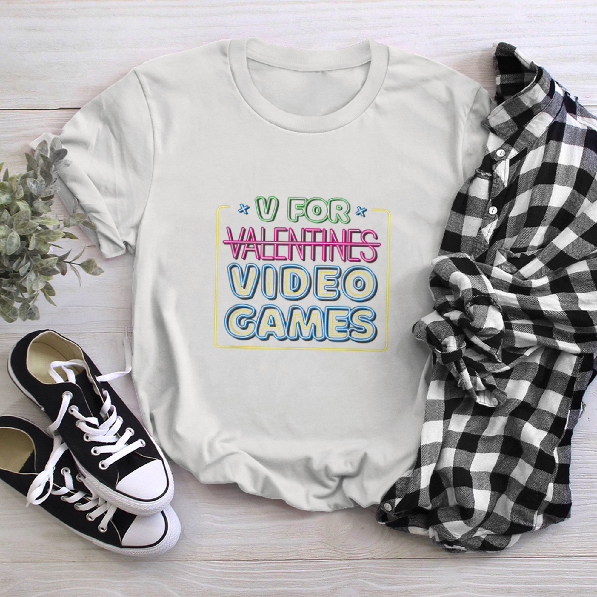 V Is For Video Games Funny Valentines Day Gamer Boy Men - 2023-09-16T114045.104 t-shirt white